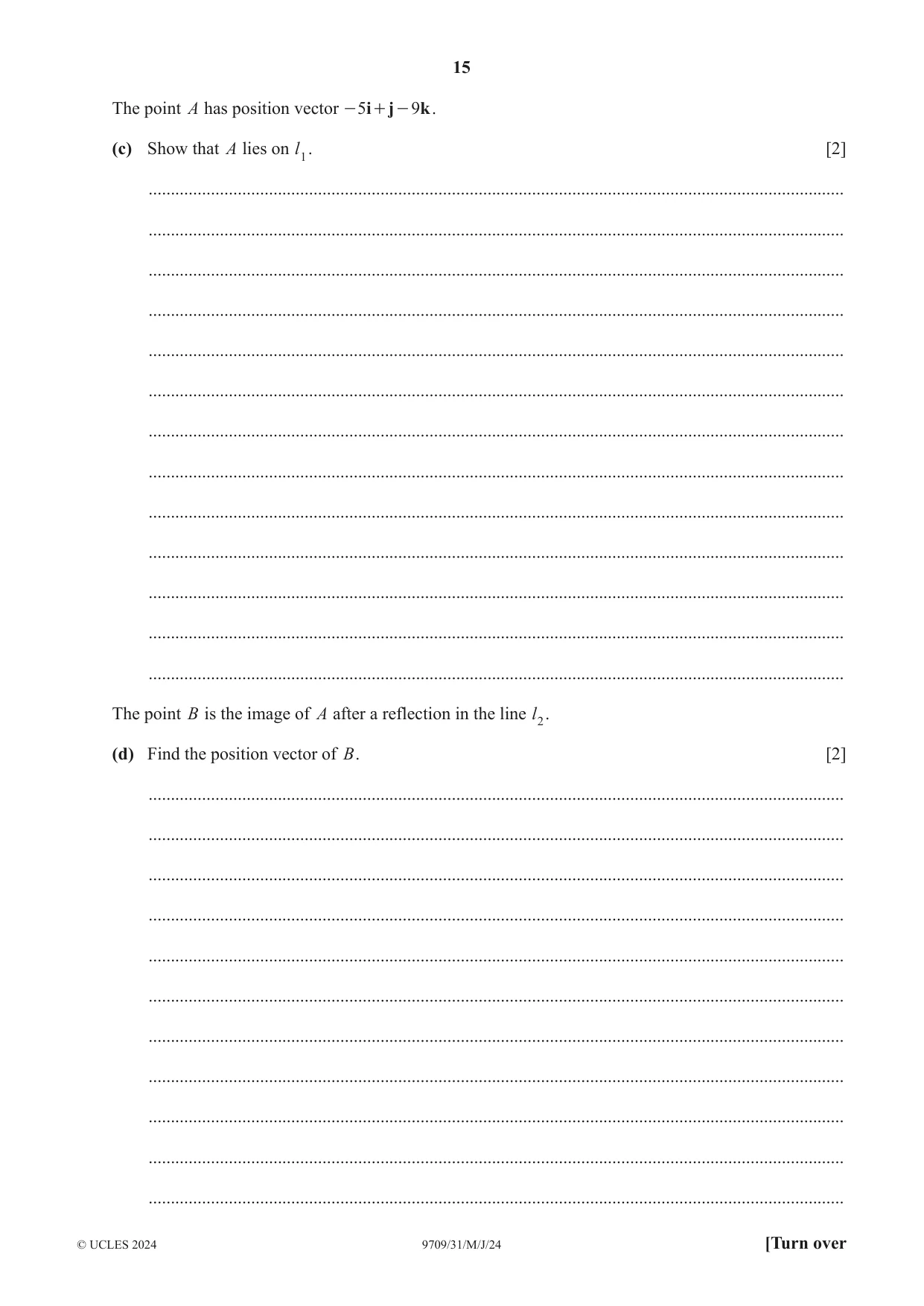 Cambridge A Level Mathematics 9709 2024 May/June Paper 3 · Variant 1 question paper, page 15 of 20