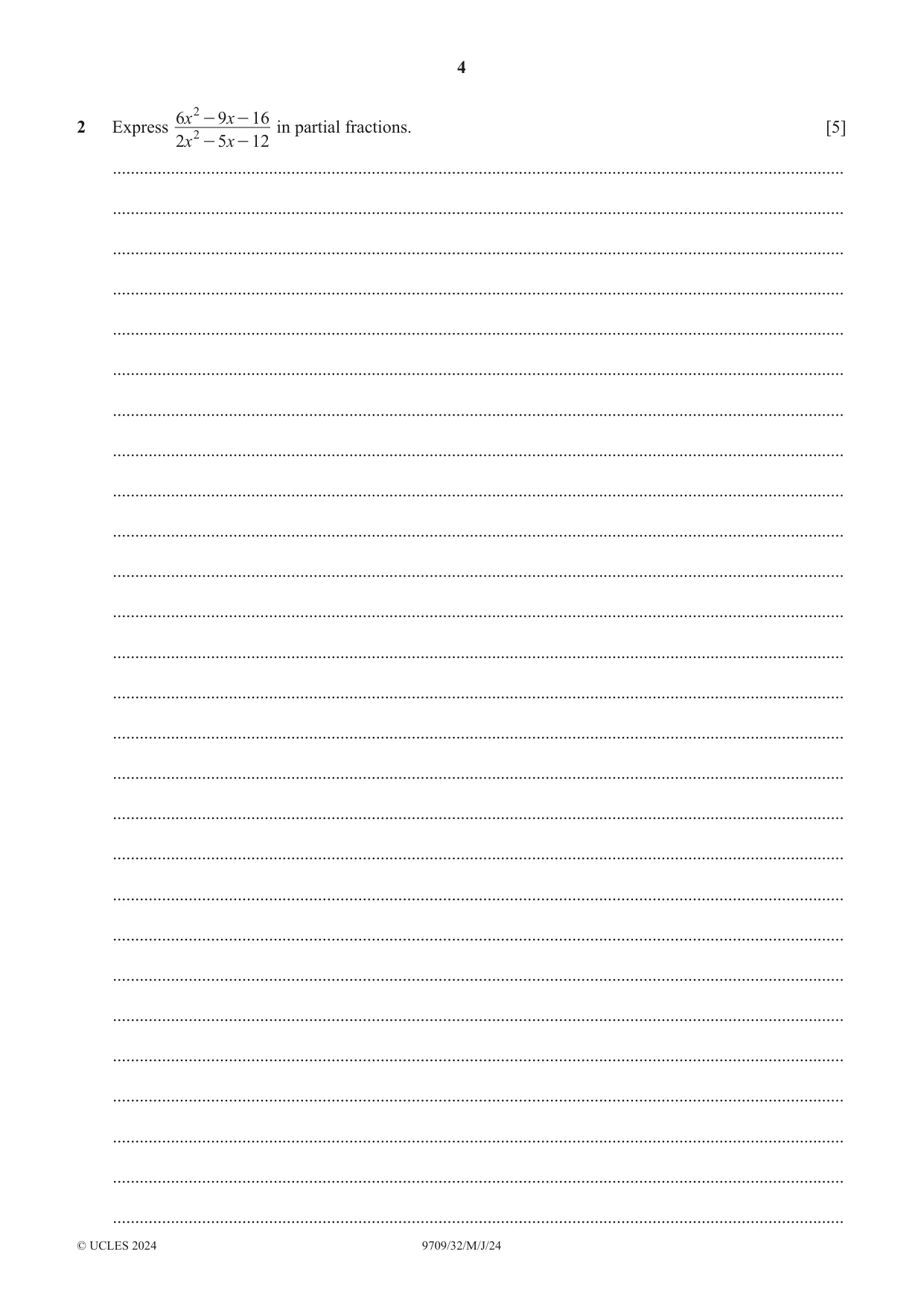 Cambridge A Level Mathematics 9709 2024 May/June Paper 3 · Variant 2 question paper, page 4 of 20