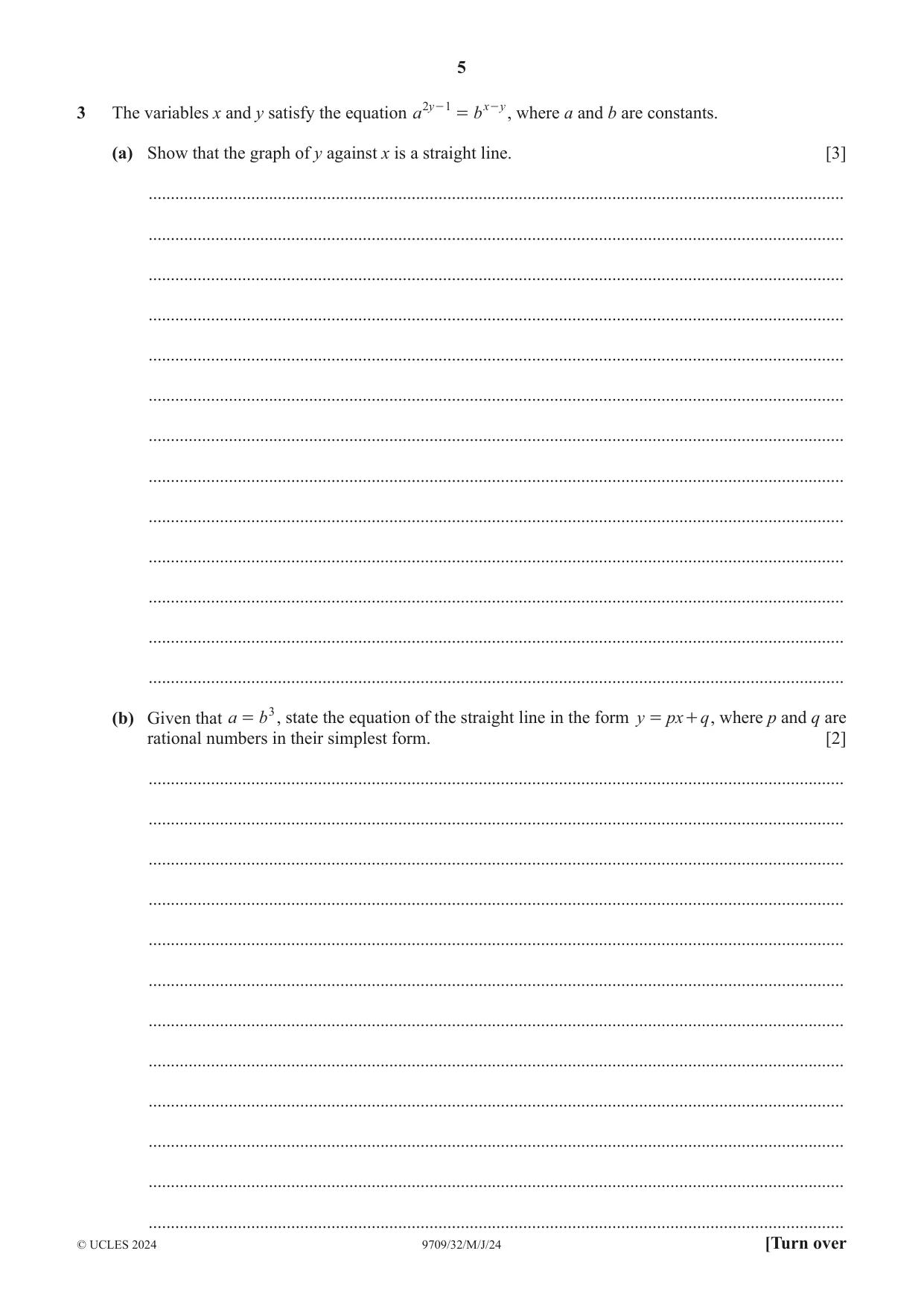 Cambridge A Level Mathematics 9709 2024 May/June Paper 3 · Variant 2 question paper, page 5 of 20