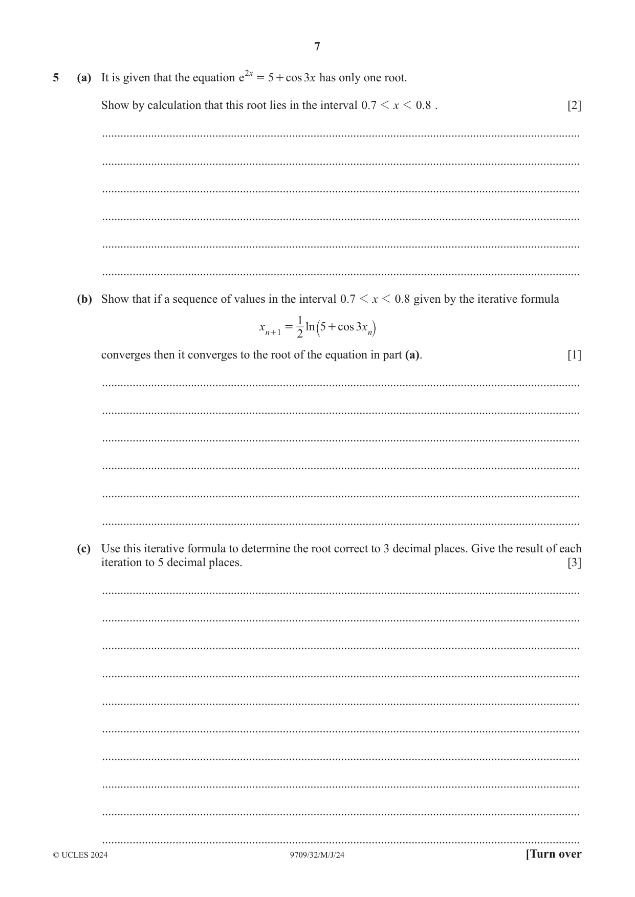 Cambridge A Level Mathematics 9709 2024 May/June Paper 3 · Variant 2 question paper, page 7 of 20