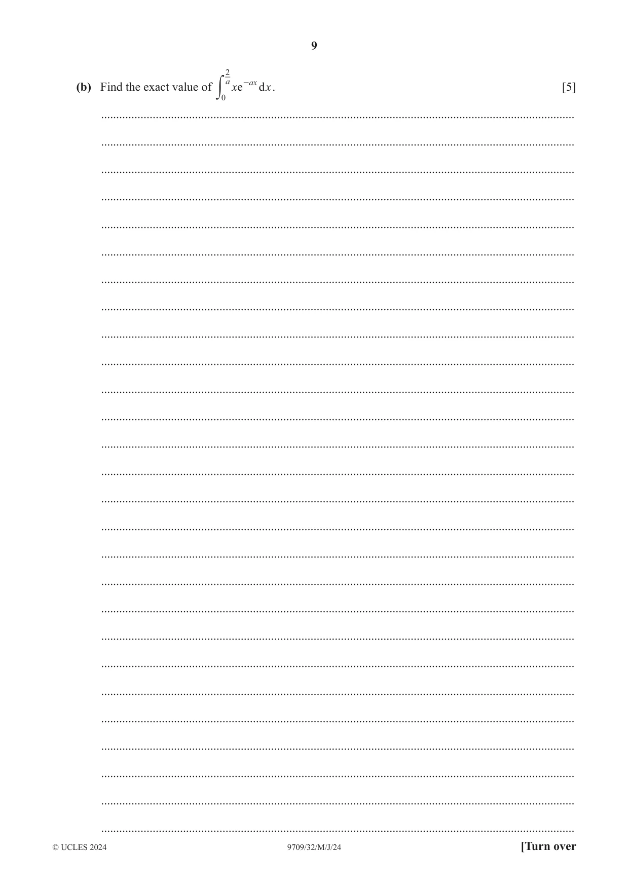 Cambridge A Level Mathematics 9709 2024 May/June Paper 3 · Variant 2 question paper, page 9 of 20