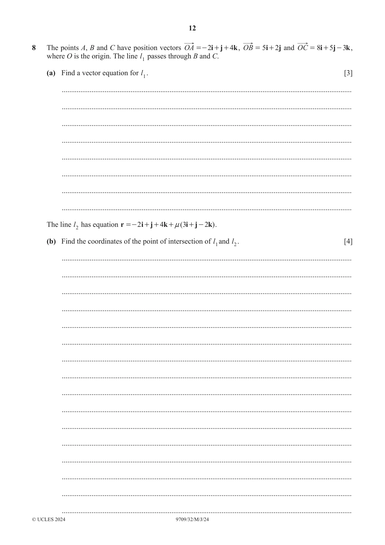 Cambridge A Level Mathematics 9709 2024 May/June Paper 3 · Variant 2 question paper, page 12 of 20