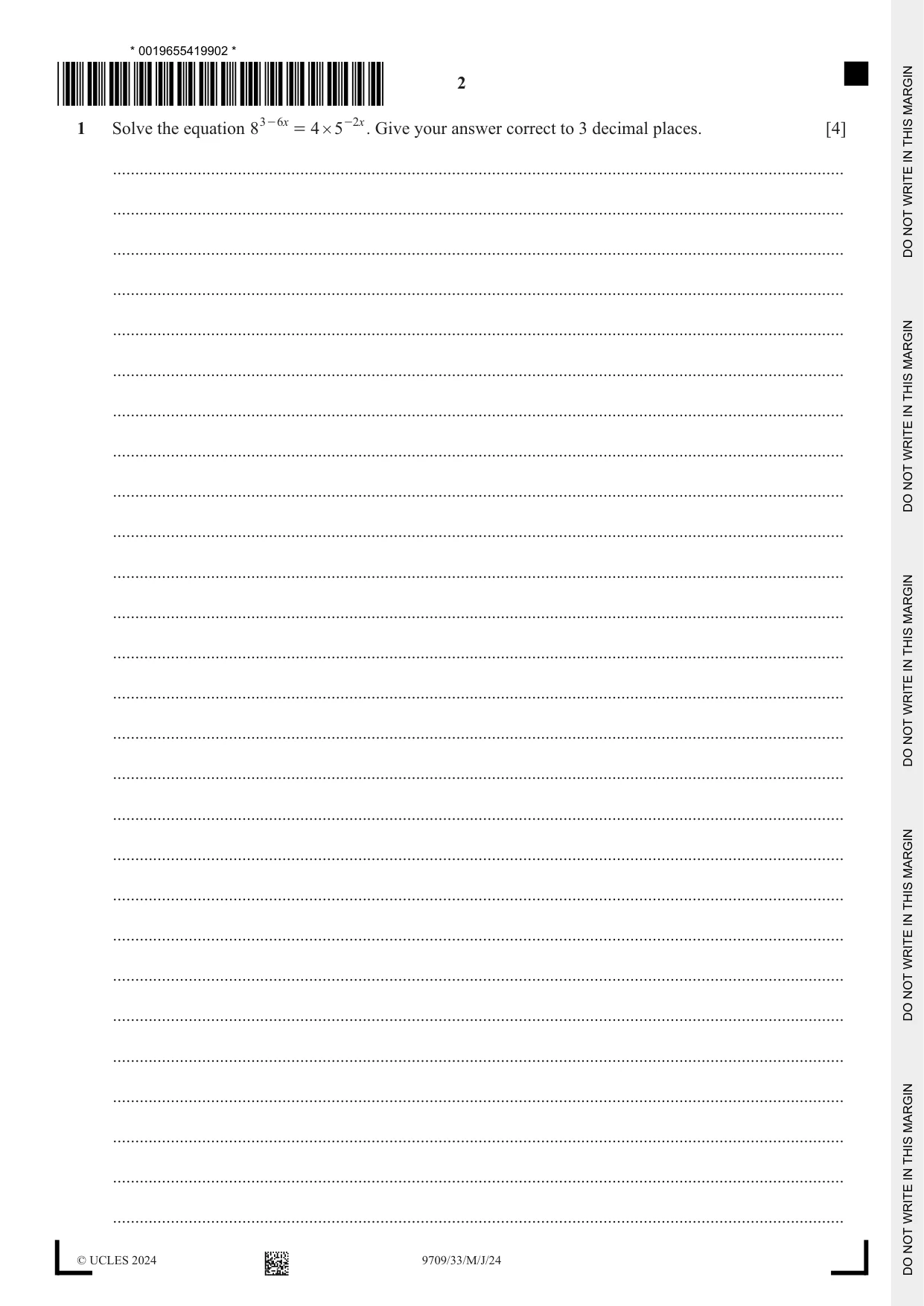 Cambridge A Level Mathematics 9709 2024 May/June Paper 3 · Variant 3 question paper, page 2 of 20
