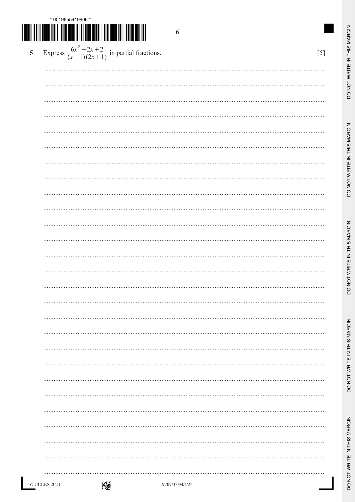 Cambridge A Level Mathematics 9709 2024 May/June Paper 3 · Variant 3 question paper, page 6 of 20