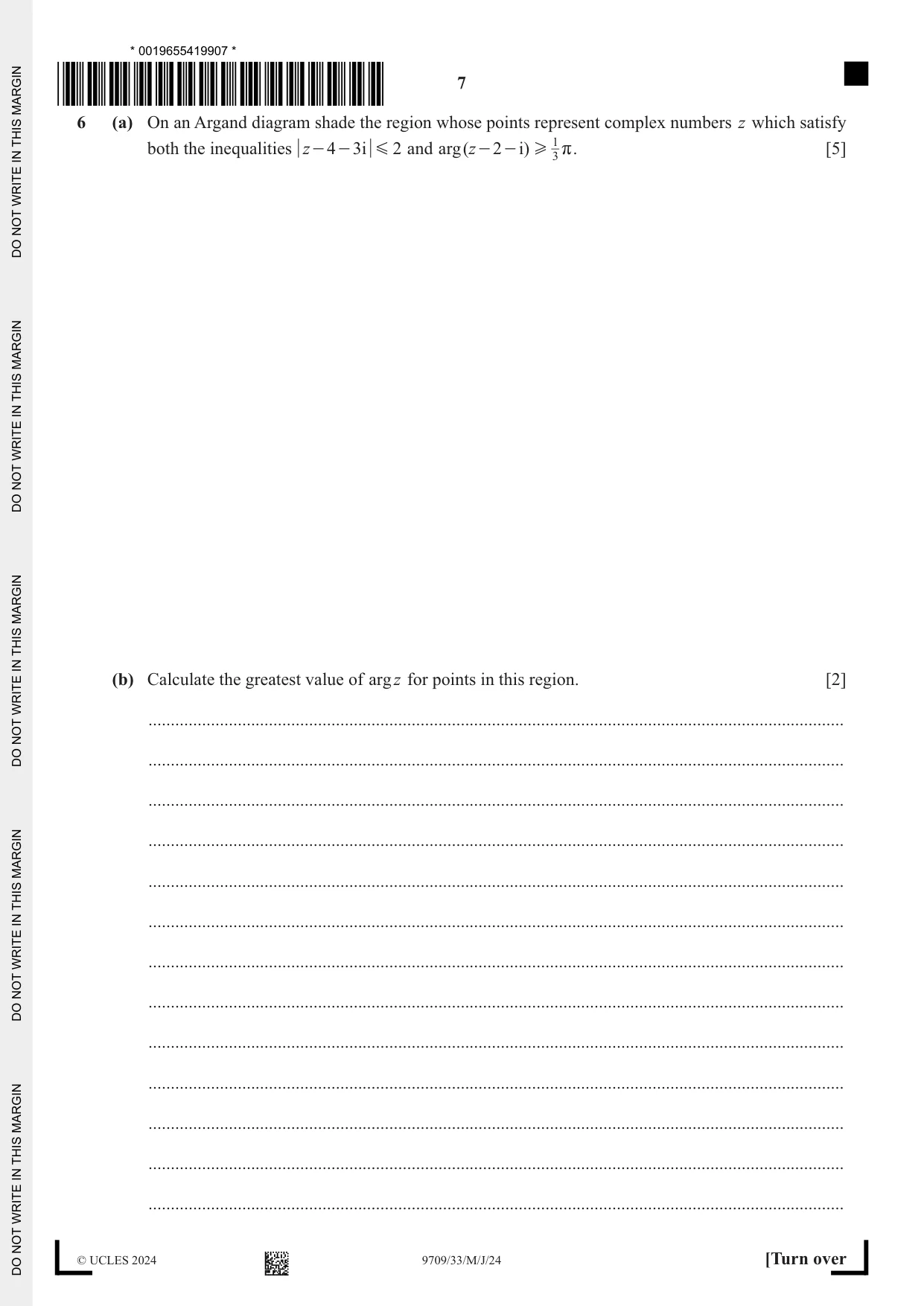 Cambridge A Level Mathematics 9709 2024 May/June Paper 3 · Variant 3 question paper, page 7 of 20