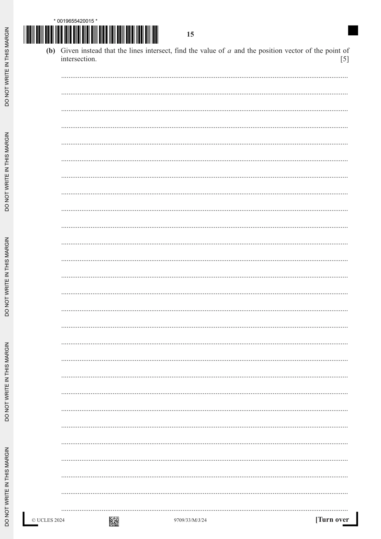 Cambridge A Level Mathematics 9709 2024 May/June Paper 3 · Variant 3 question paper, page 15 of 20