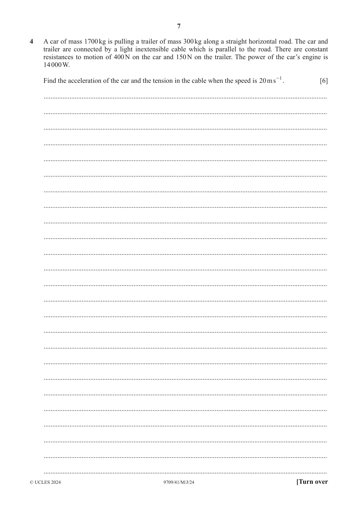Cambridge A Level Mathematics 9709 2024 May/June Paper 4 · Variant 1 question paper, page 7 of 16