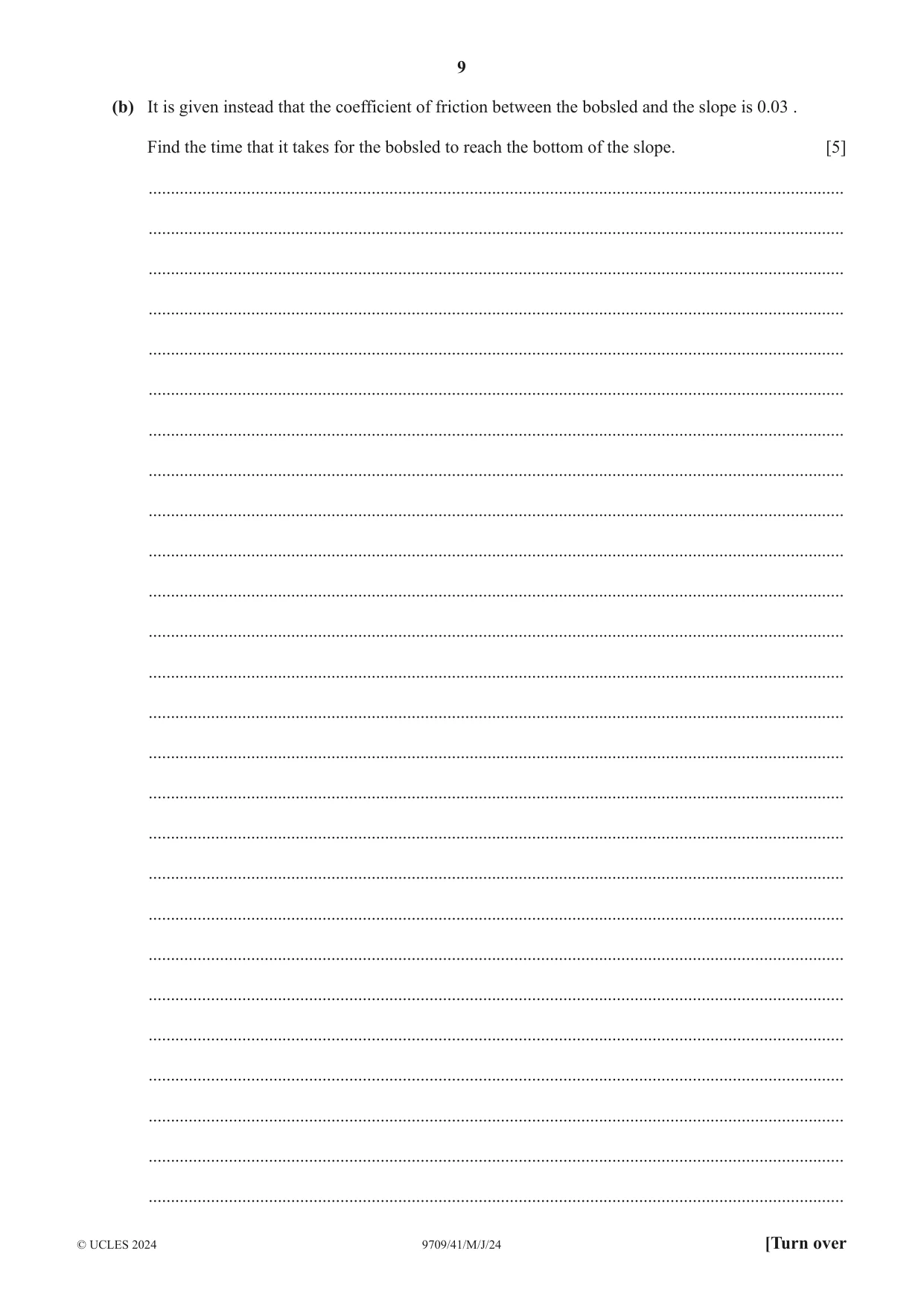 Cambridge A Level Mathematics 9709 2024 May/June Paper 4 · Variant 1 question paper, page 9 of 16