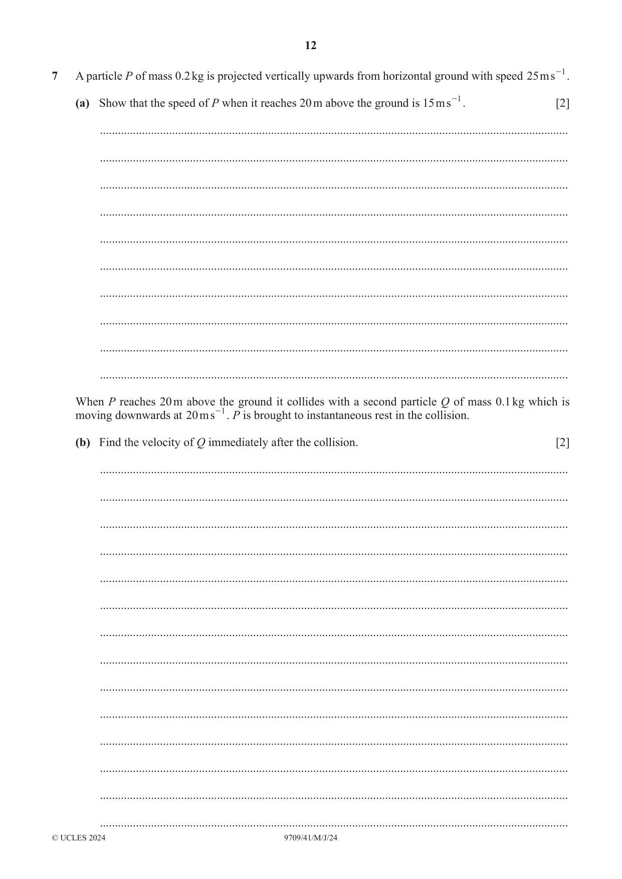 Cambridge A Level Mathematics 9709 2024 May/June Paper 4 · Variant 1 question paper, page 12 of 16