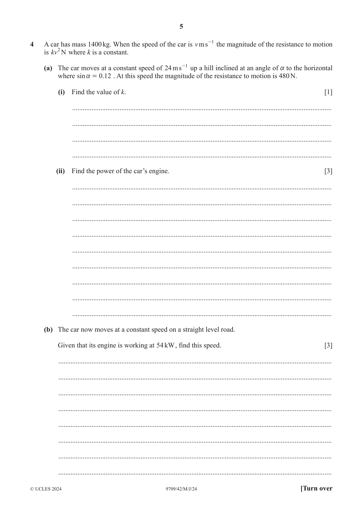Cambridge A Level Mathematics 9709 2024 May/June Paper 4 · Variant 2 question paper, page 5 of 12