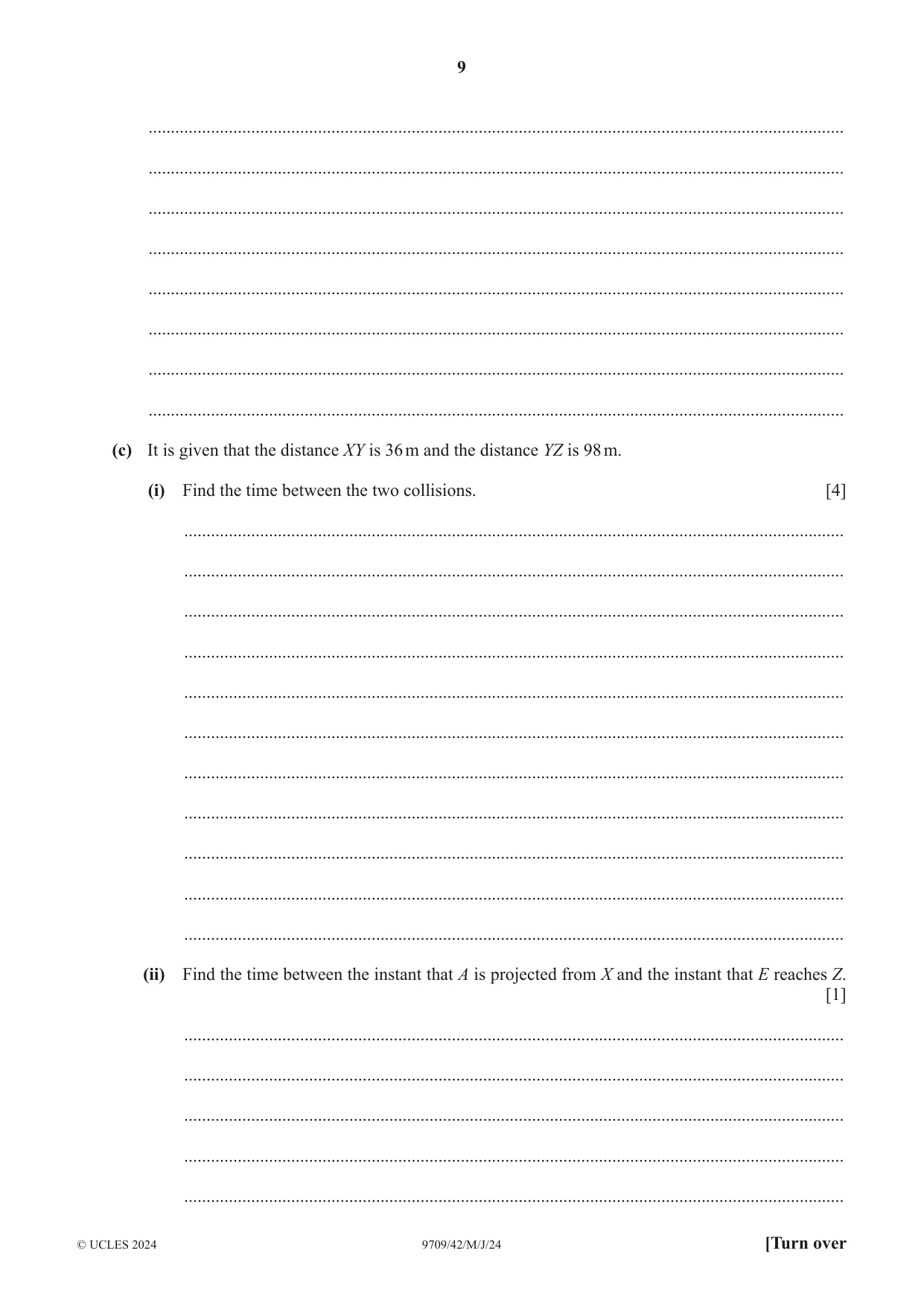 Cambridge A Level Mathematics 9709 2024 May/June Paper 4 · Variant 2 question paper, page 9 of 12