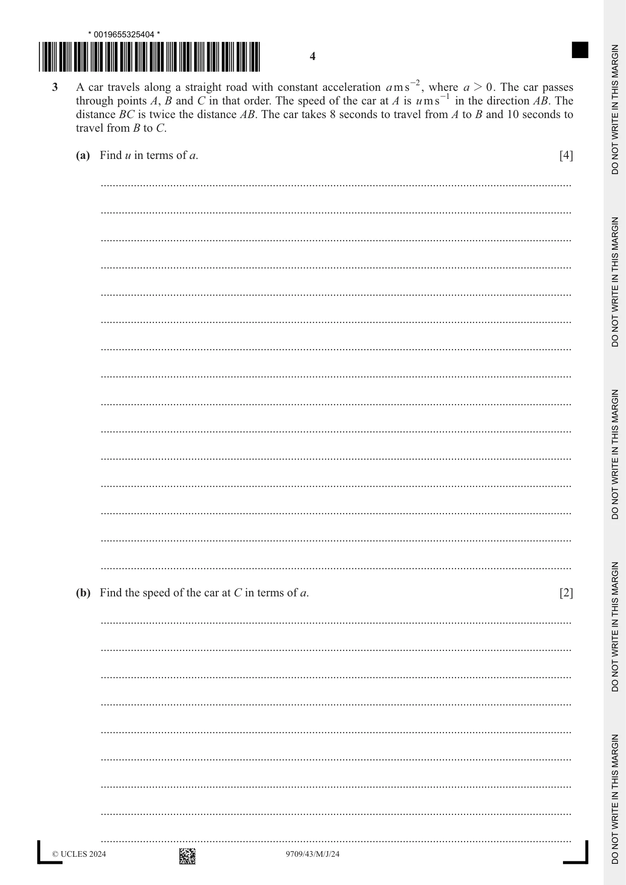 Cambridge A Level Mathematics 9709 2024 May/June Paper 4 · Variant 3 question paper, page 4 of 12