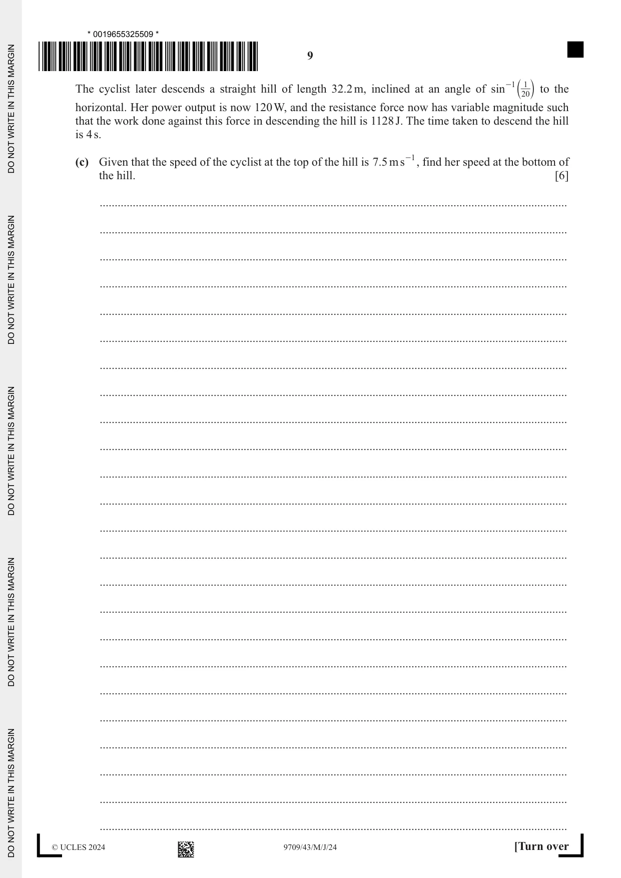 Cambridge A Level Mathematics 9709 2024 May/June Paper 4 · Variant 3 question paper, page 9 of 12
