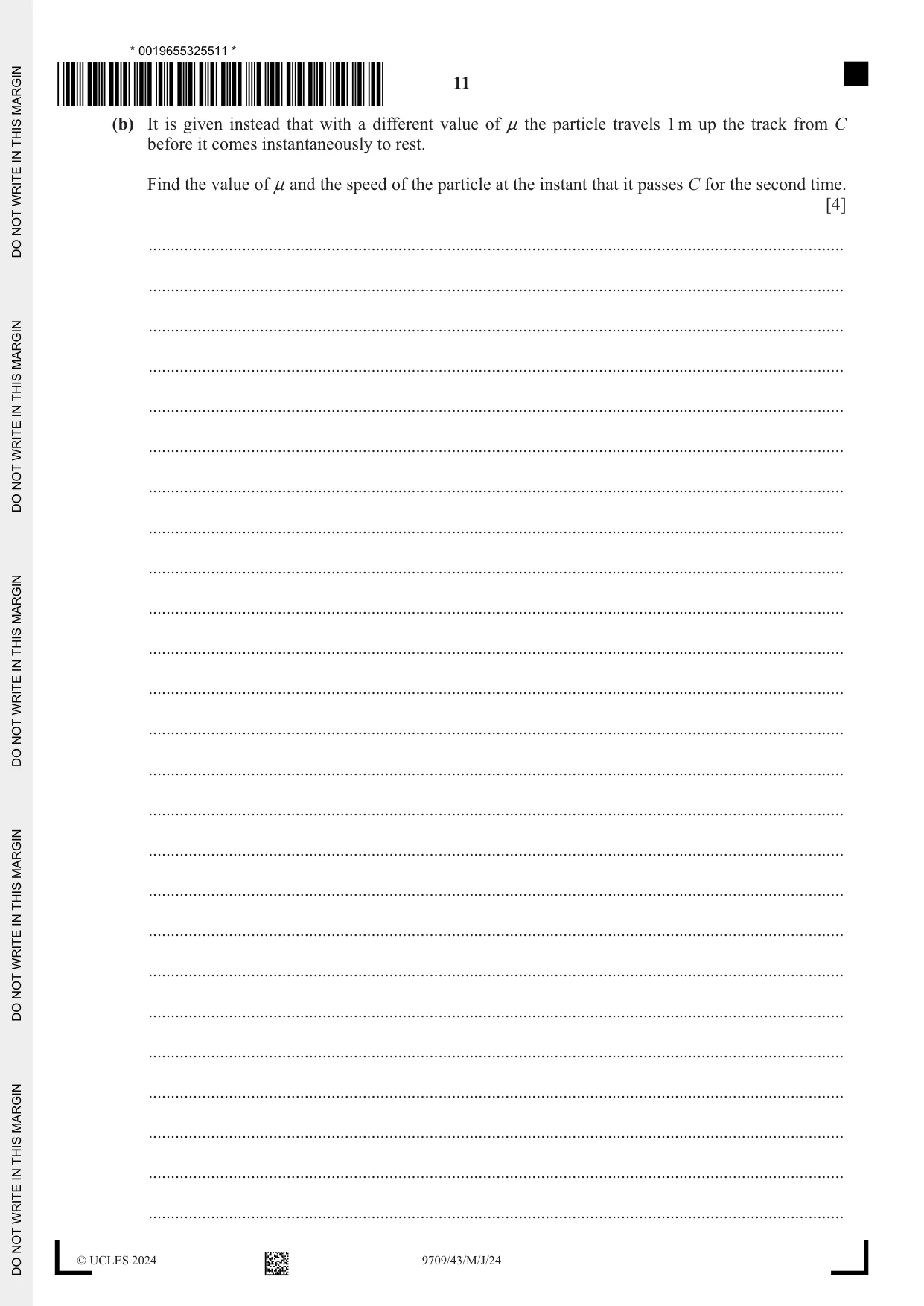 Cambridge A Level Mathematics 9709 2024 May/June Paper 4 · Variant 3 question paper, page 11 of 12