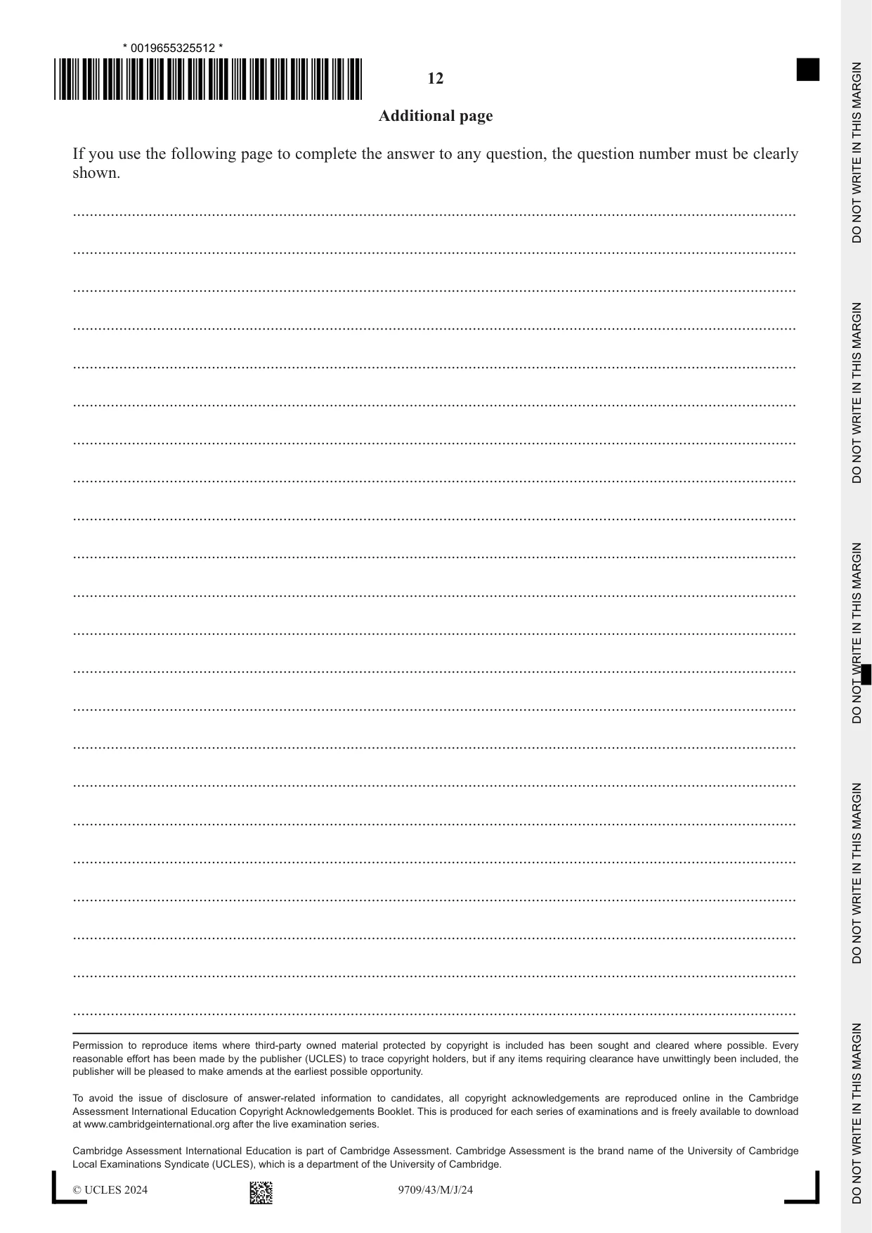 Cambridge A Level Mathematics 9709 2024 May/June Paper 4 · Variant 3 question paper, page 12 of 12