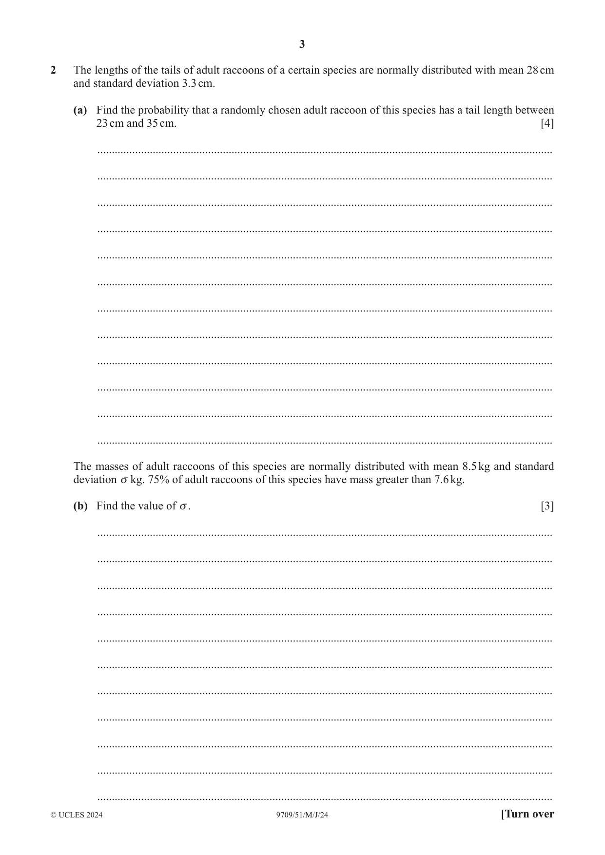 Cambridge A Level Mathematics 9709 2024 May/June Paper 5 · Variant 1 question paper, page 3 of 16