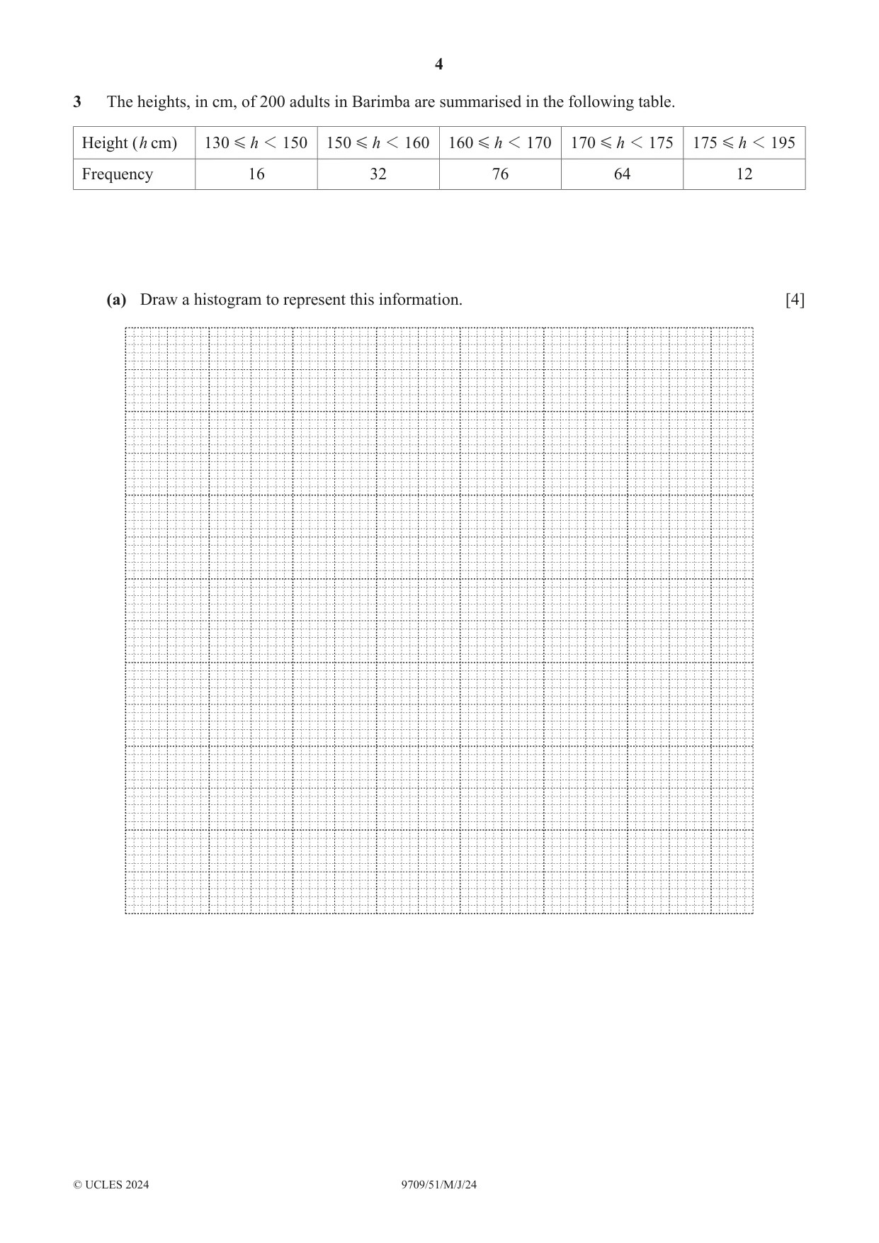 Cambridge A Level Mathematics 9709 2024 May/June Paper 5 · Variant 1 question paper, page 4 of 16