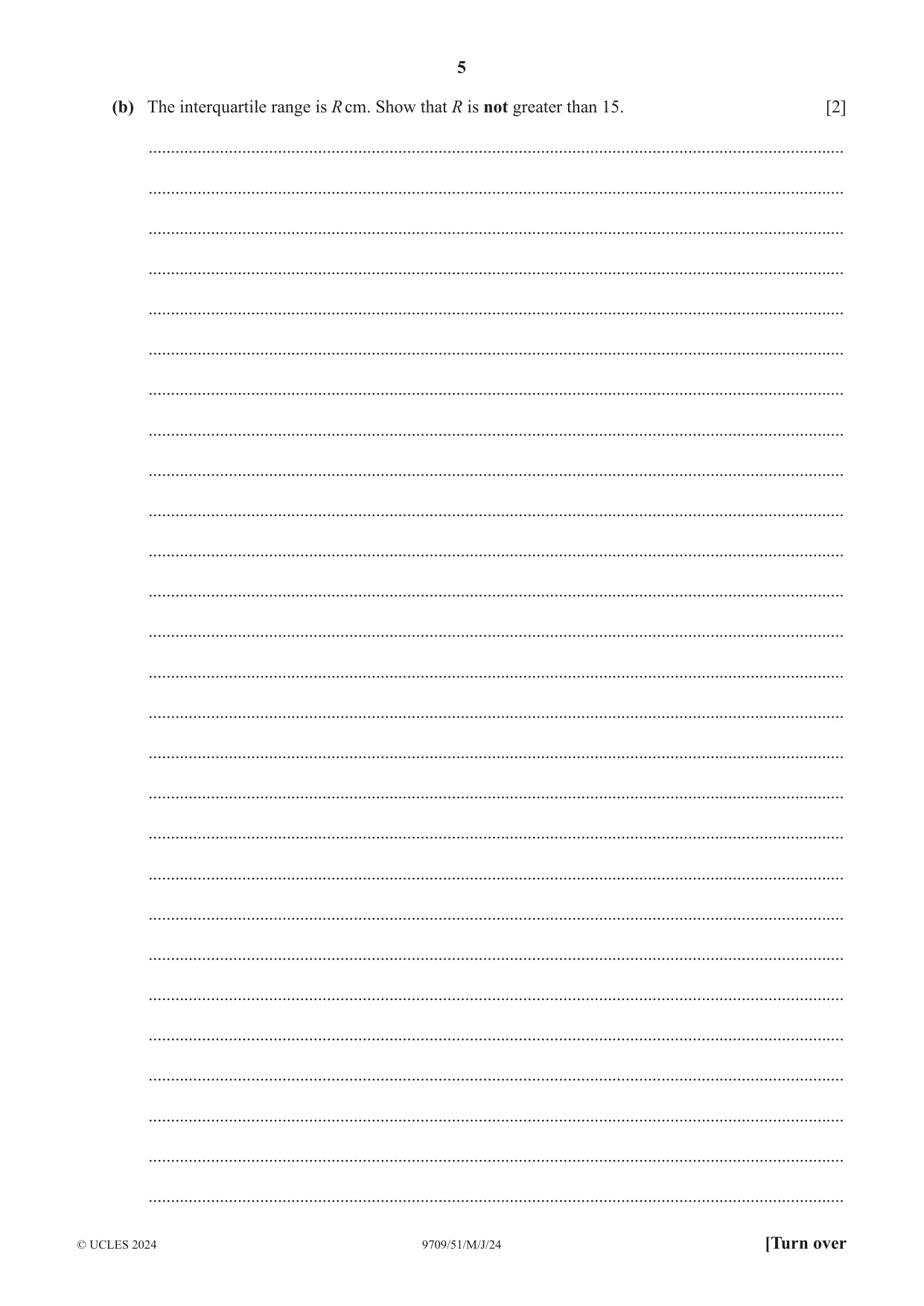 Cambridge A Level Mathematics 9709 2024 May/June Paper 5 · Variant 1 question paper, page 5 of 16