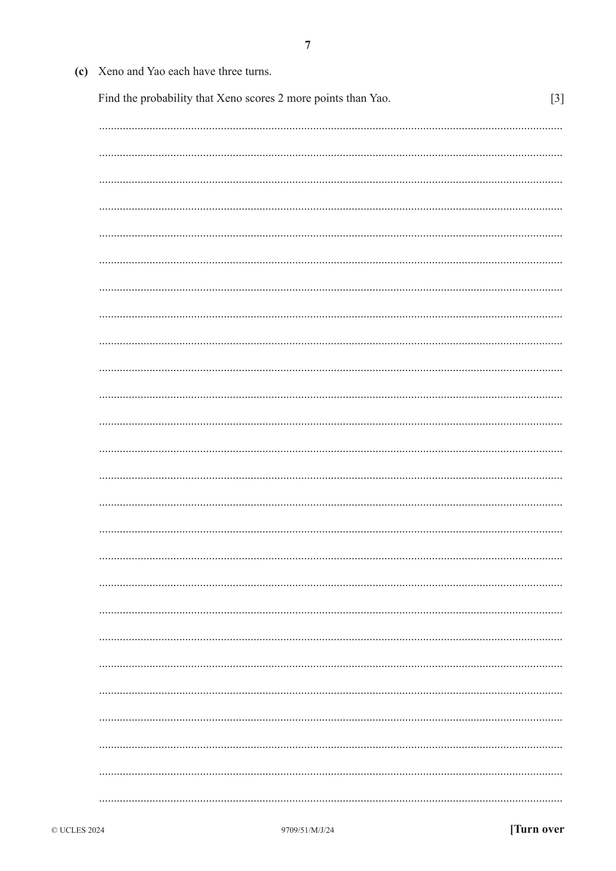 Cambridge A Level Mathematics 9709 2024 May/June Paper 5 · Variant 1 question paper, page 7 of 16