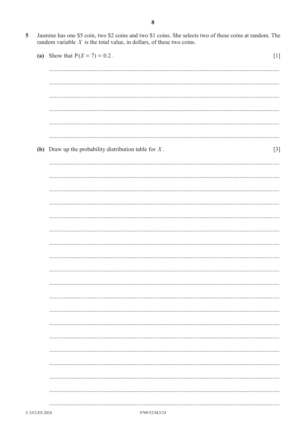 Cambridge A Level Mathematics 9709 2024 May/June Paper 5 · Variant 2 question paper, page 8 of 16