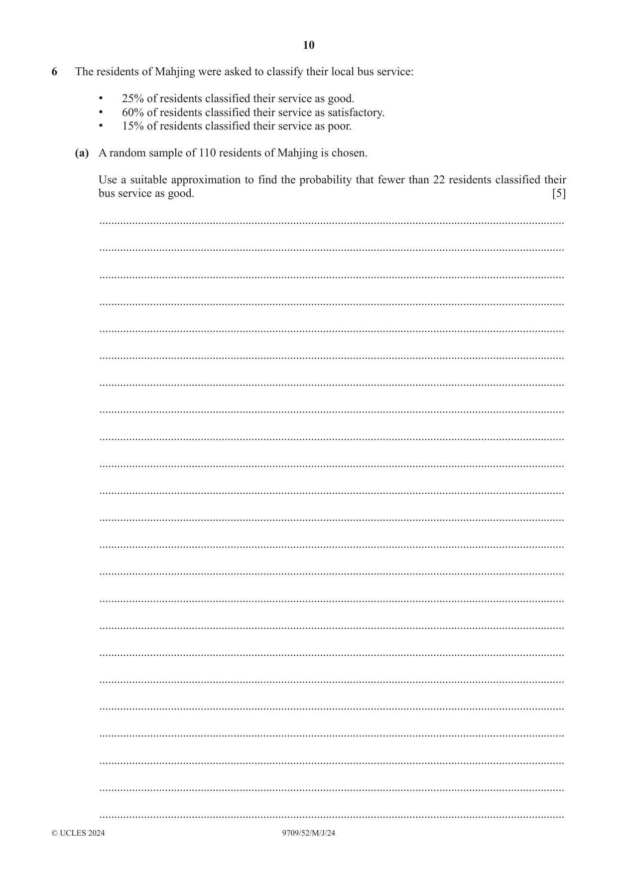 Cambridge A Level Mathematics 9709 2024 May/June Paper 5 · Variant 2 question paper, page 10 of 16