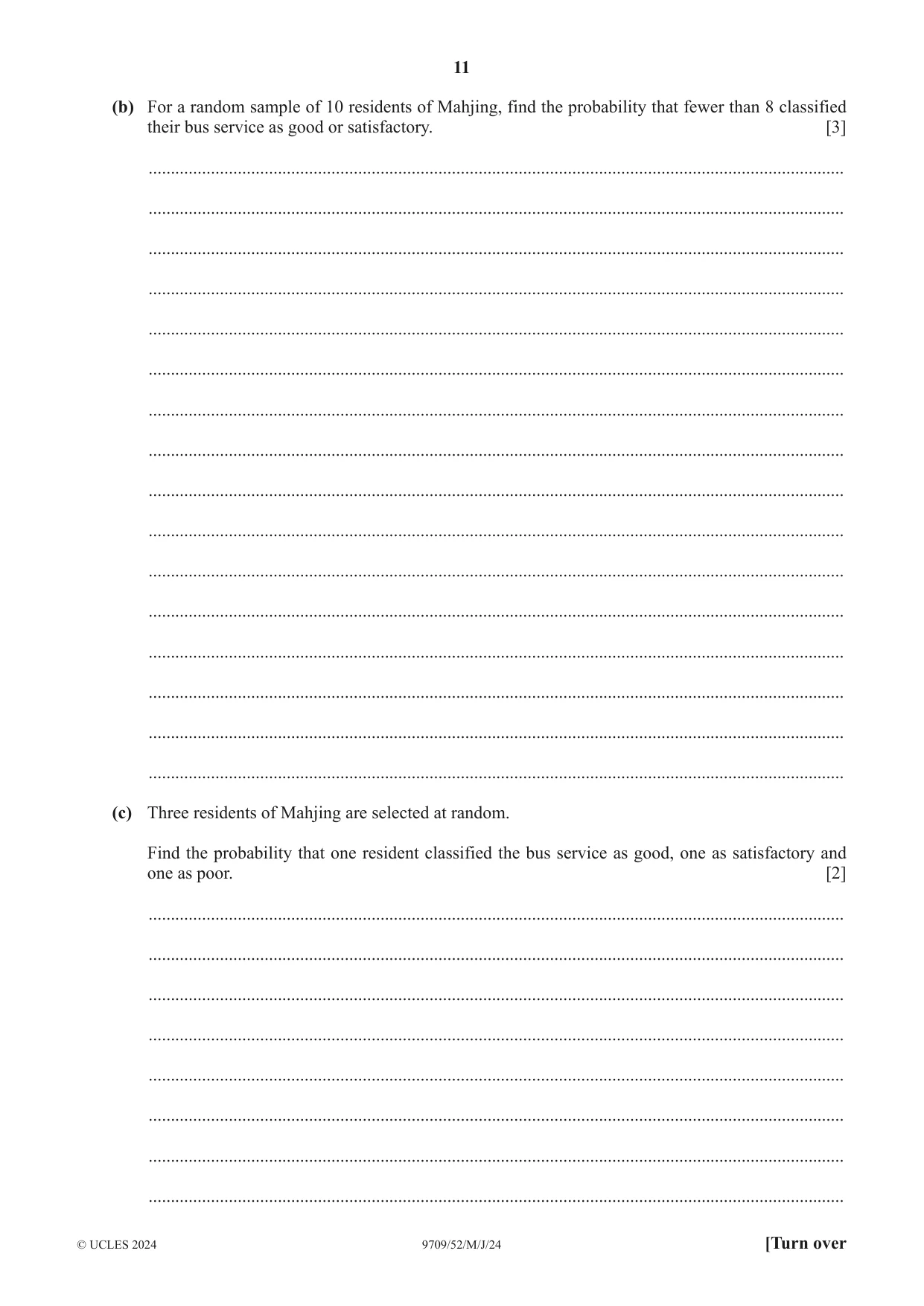 Cambridge A Level Mathematics 9709 2024 May/June Paper 5 · Variant 2 question paper, page 11 of 16