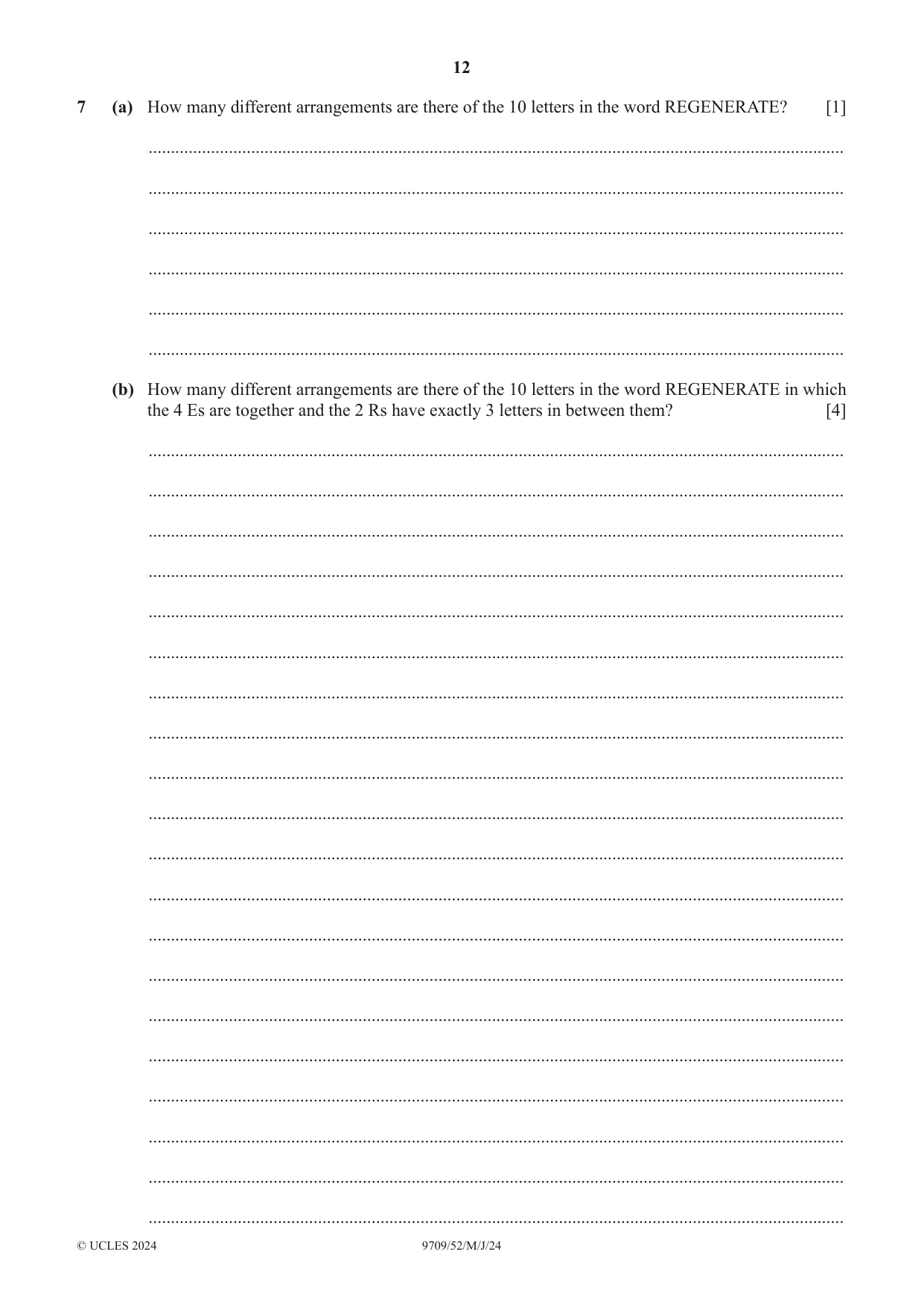 Cambridge A Level Mathematics 9709 2024 May/June Paper 5 · Variant 2 question paper, page 12 of 16