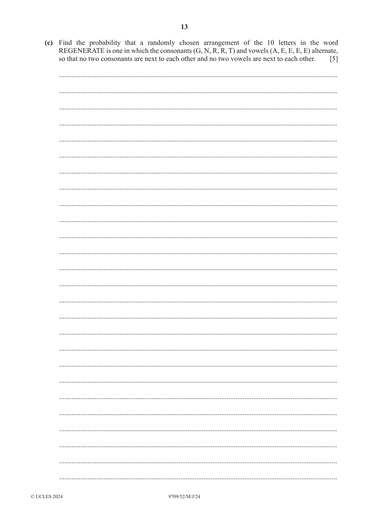Cambridge A Level Mathematics 9709 2024 May/June Paper 5 · Variant 2 question paper, page 13 of 16