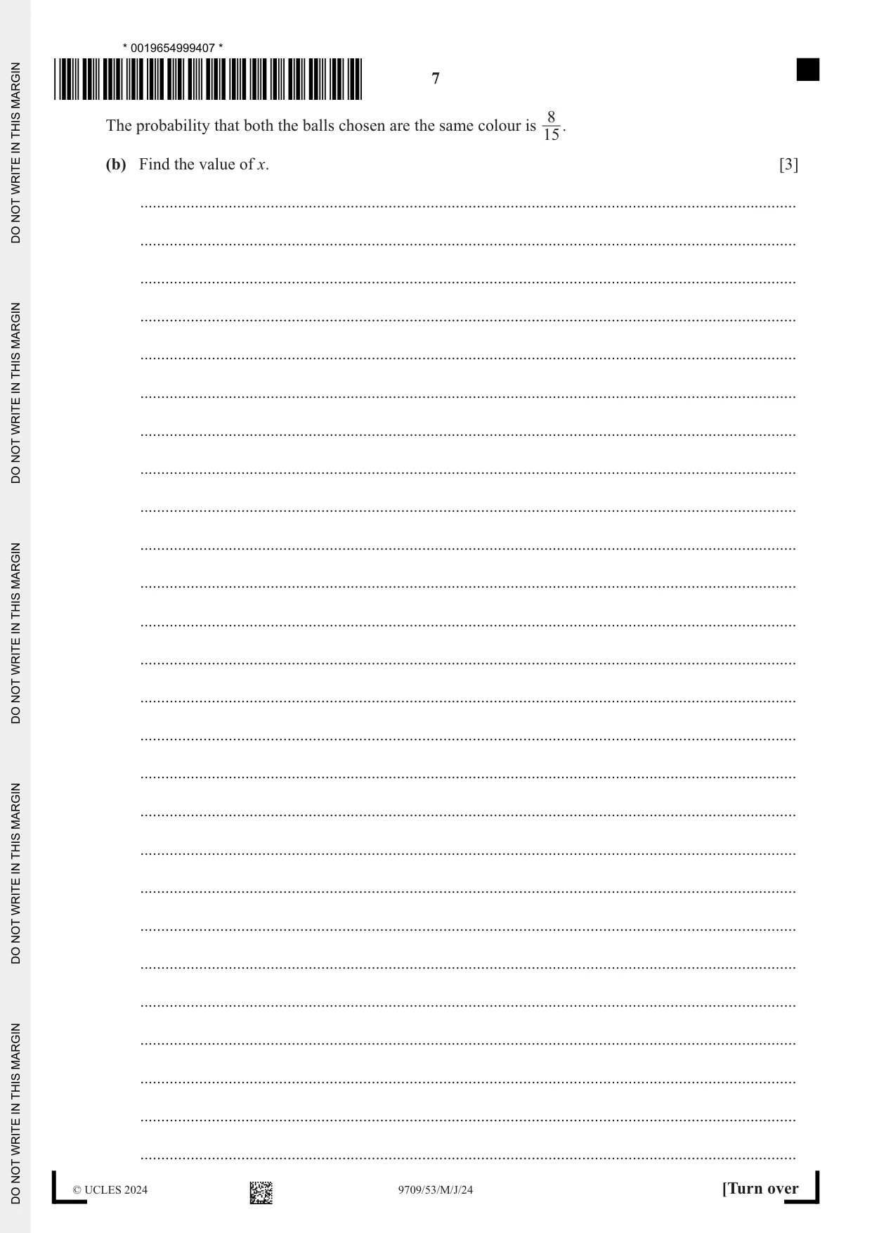 Cambridge A Level Mathematics 9709 2024 May/June Paper 5 · Variant 3 question paper, page 7 of 16