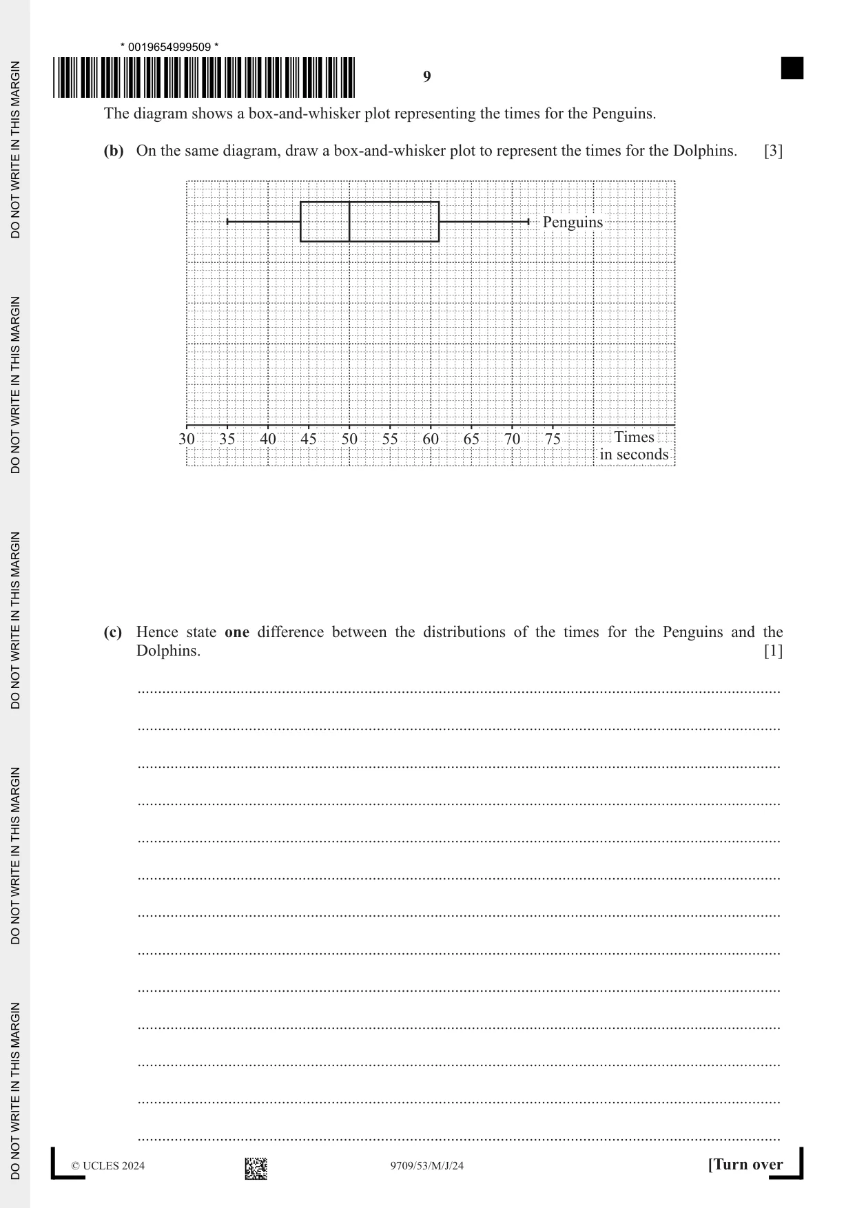 Cambridge A Level Mathematics 9709 2024 May/June Paper 5 · Variant 3 question paper, page 9 of 16