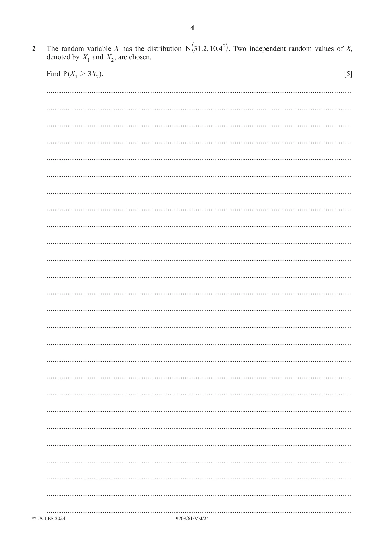 Cambridge A Level Mathematics 9709 2024 May/June Paper 6 · Variant 1 question paper, page 4 of 16