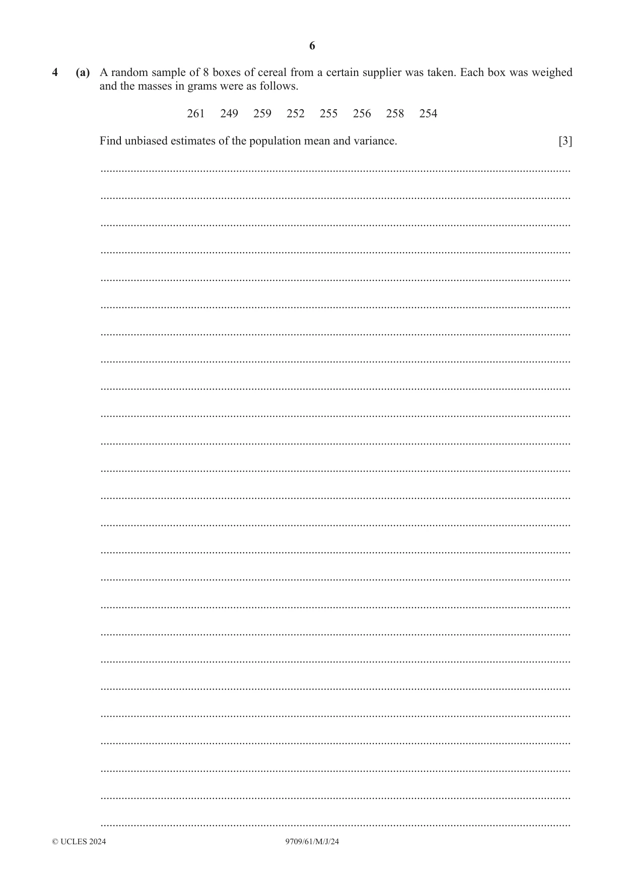 Cambridge A Level Mathematics 9709 2024 May/June Paper 6 · Variant 1 question paper, page 6 of 16