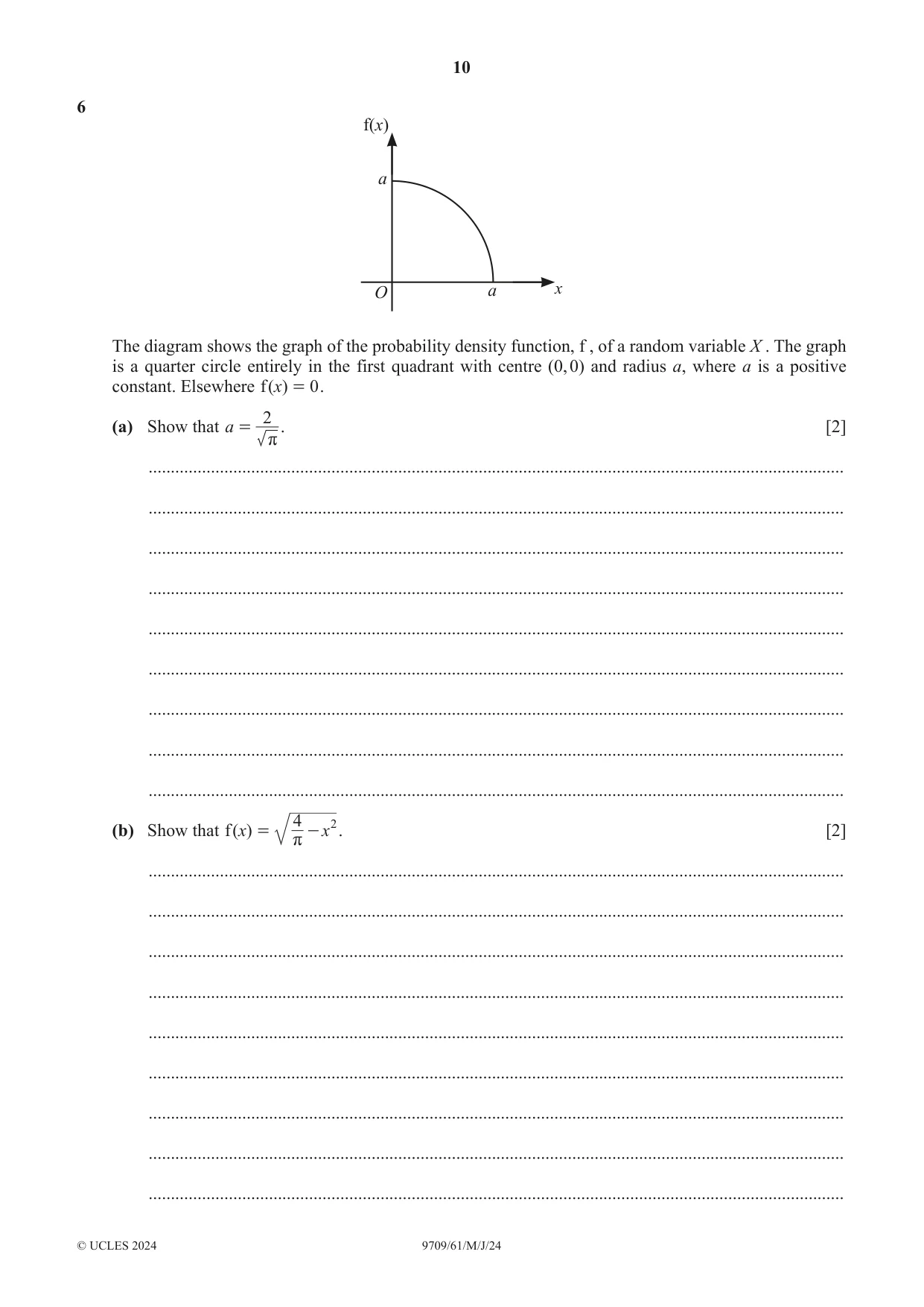 Cambridge A Level Mathematics 9709 2024 May/June Paper 6 · Variant 1 question paper, page 10 of 16