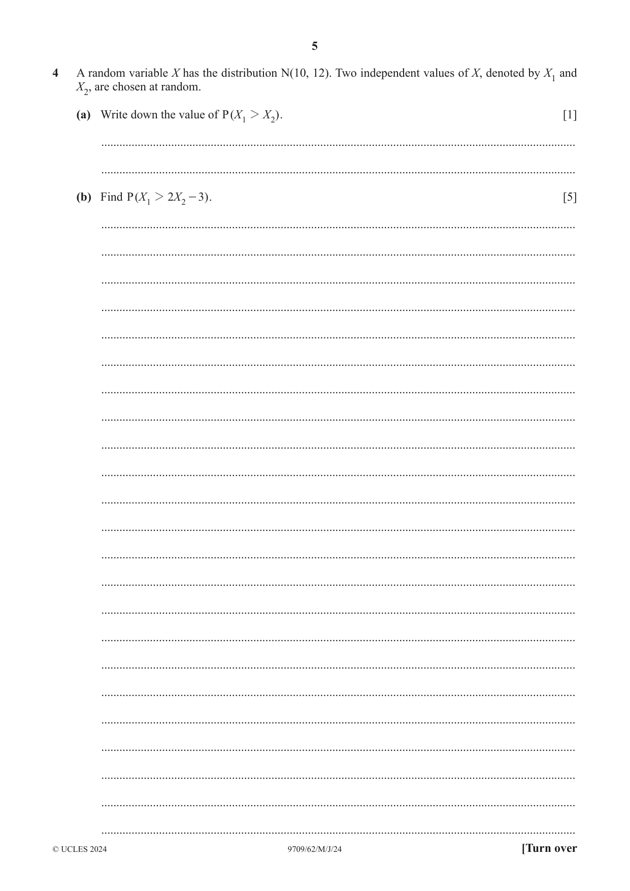 Cambridge A Level Mathematics 9709 2024 May/June Paper 6 · Variant 2 question paper, page 5 of 12