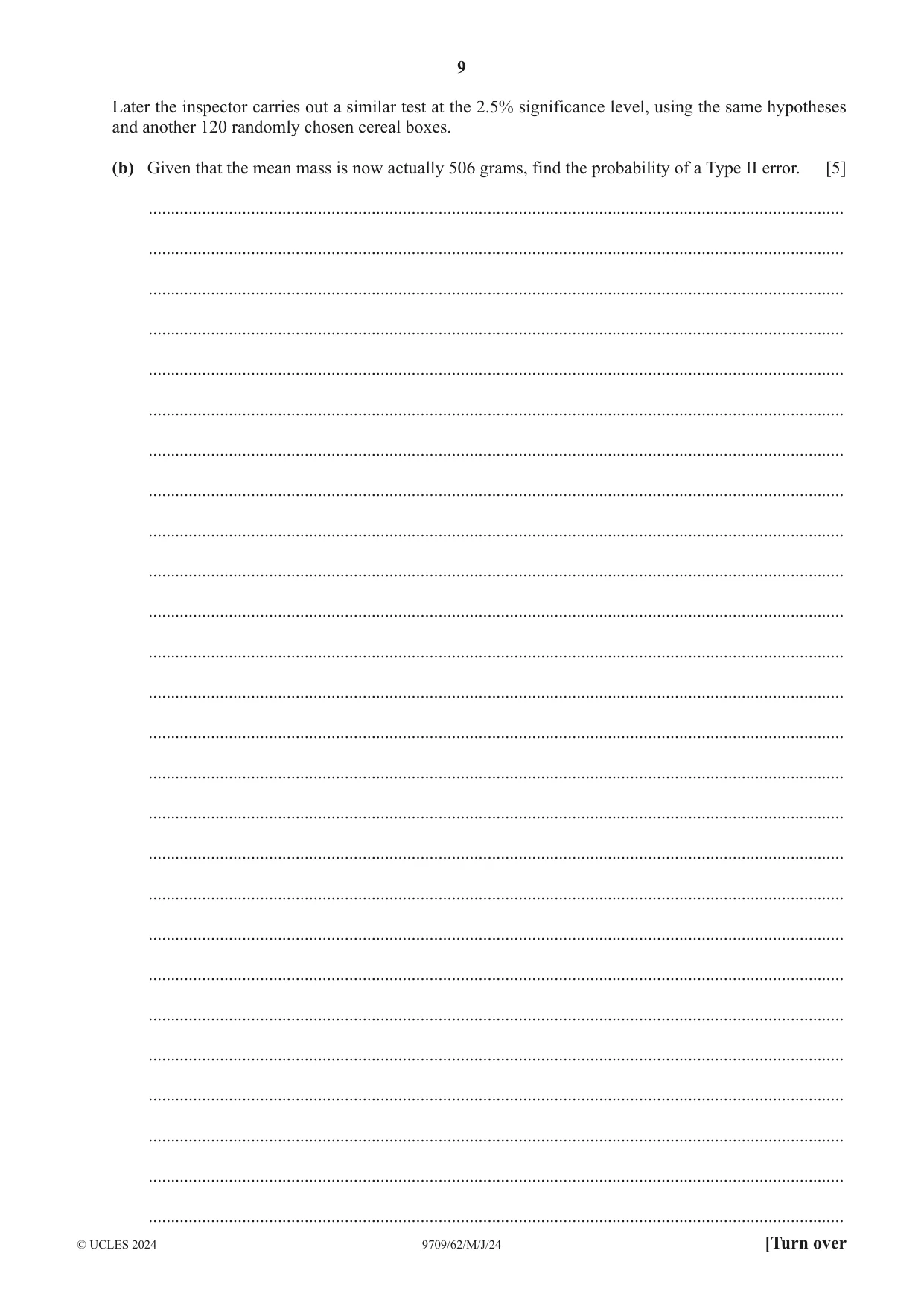 Cambridge A Level Mathematics 9709 2024 May/June Paper 6 · Variant 2 question paper, page 9 of 12