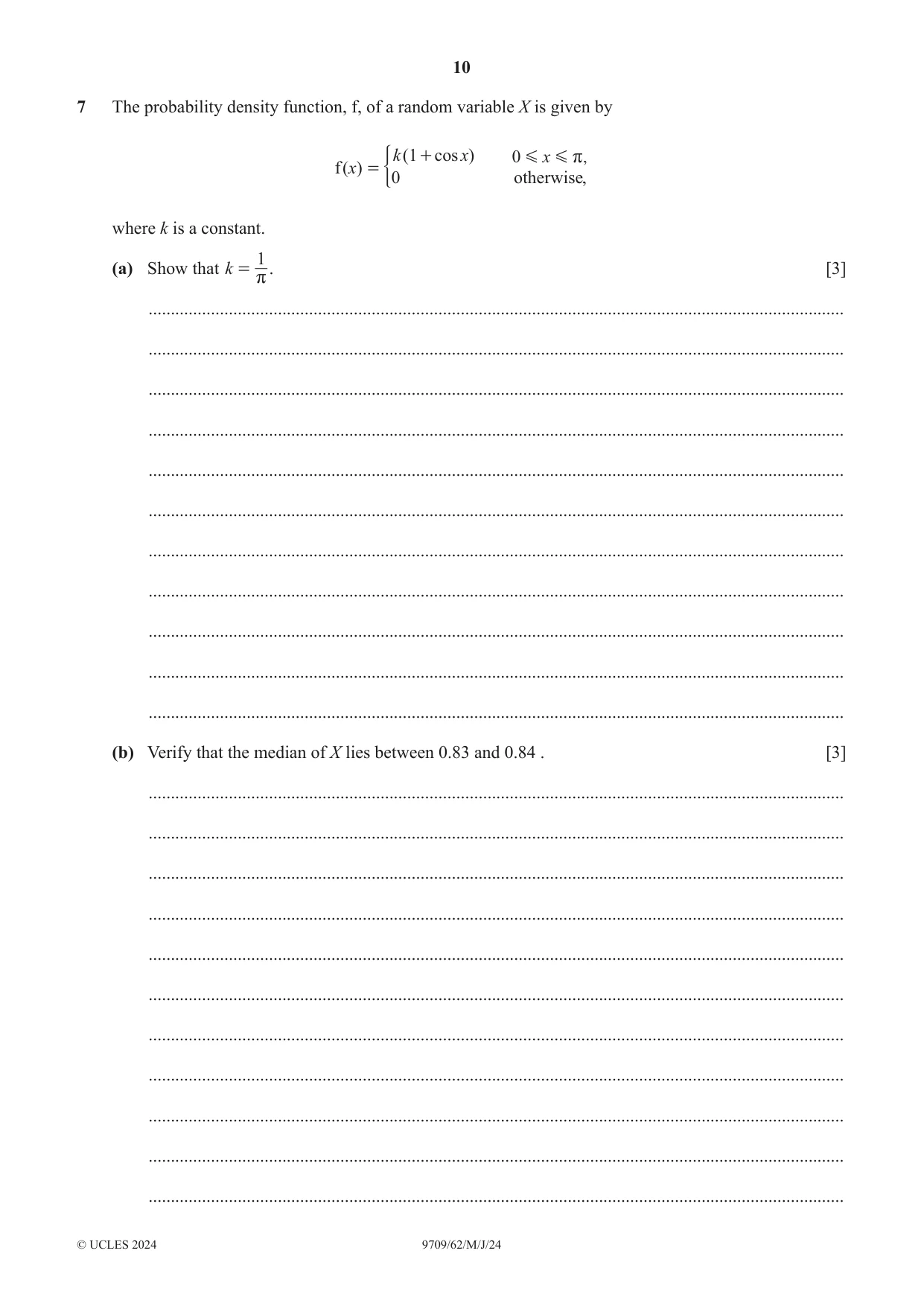 Cambridge A Level Mathematics 9709 2024 May/June Paper 6 · Variant 2 question paper, page 10 of 12