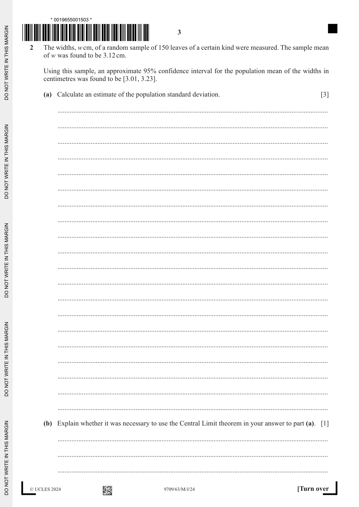 Cambridge A Level Mathematics 9709 2024 May/June Paper 6 · Variant 3 question paper, page 3 of 12