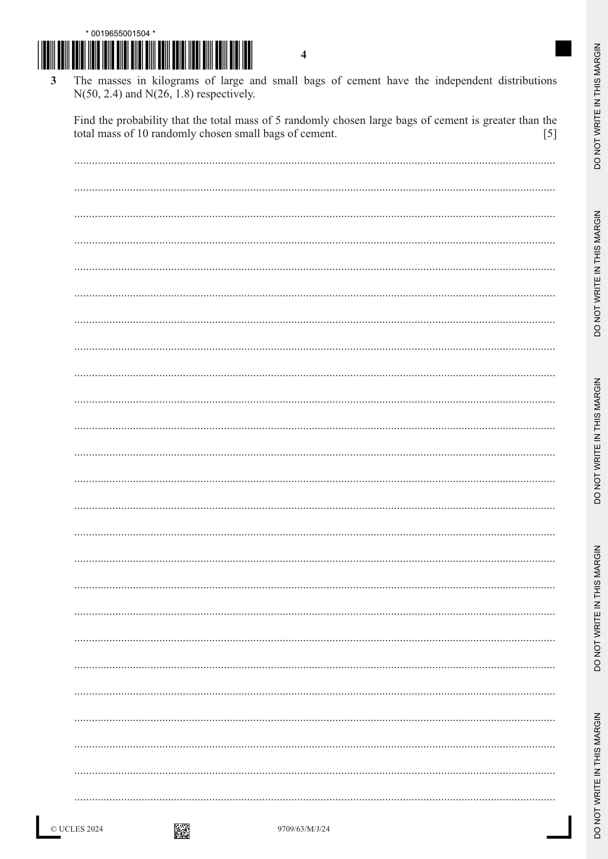 Cambridge A Level Mathematics 9709 2024 May/June Paper 6 · Variant 3 question paper, page 4 of 12