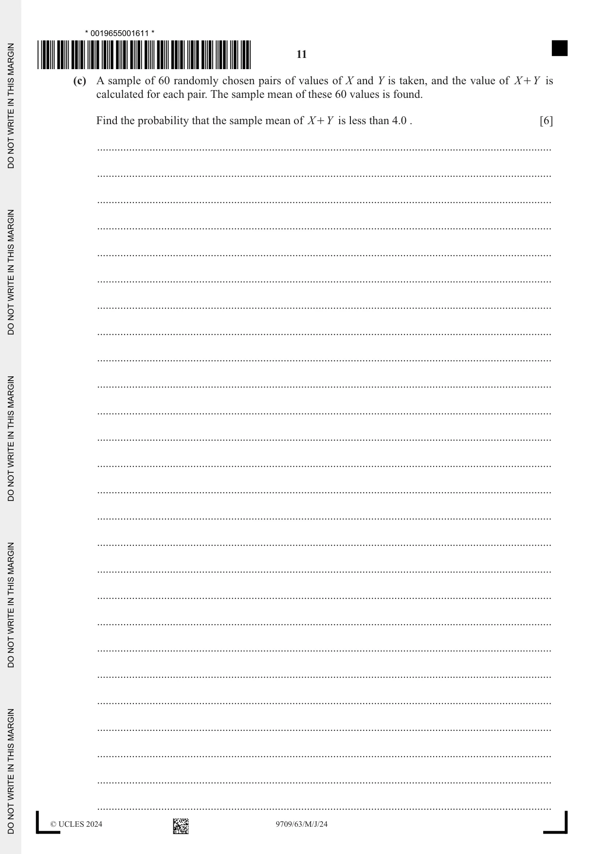 Cambridge A Level Mathematics 9709 2024 May/June Paper 6 · Variant 3 question paper, page 11 of 12