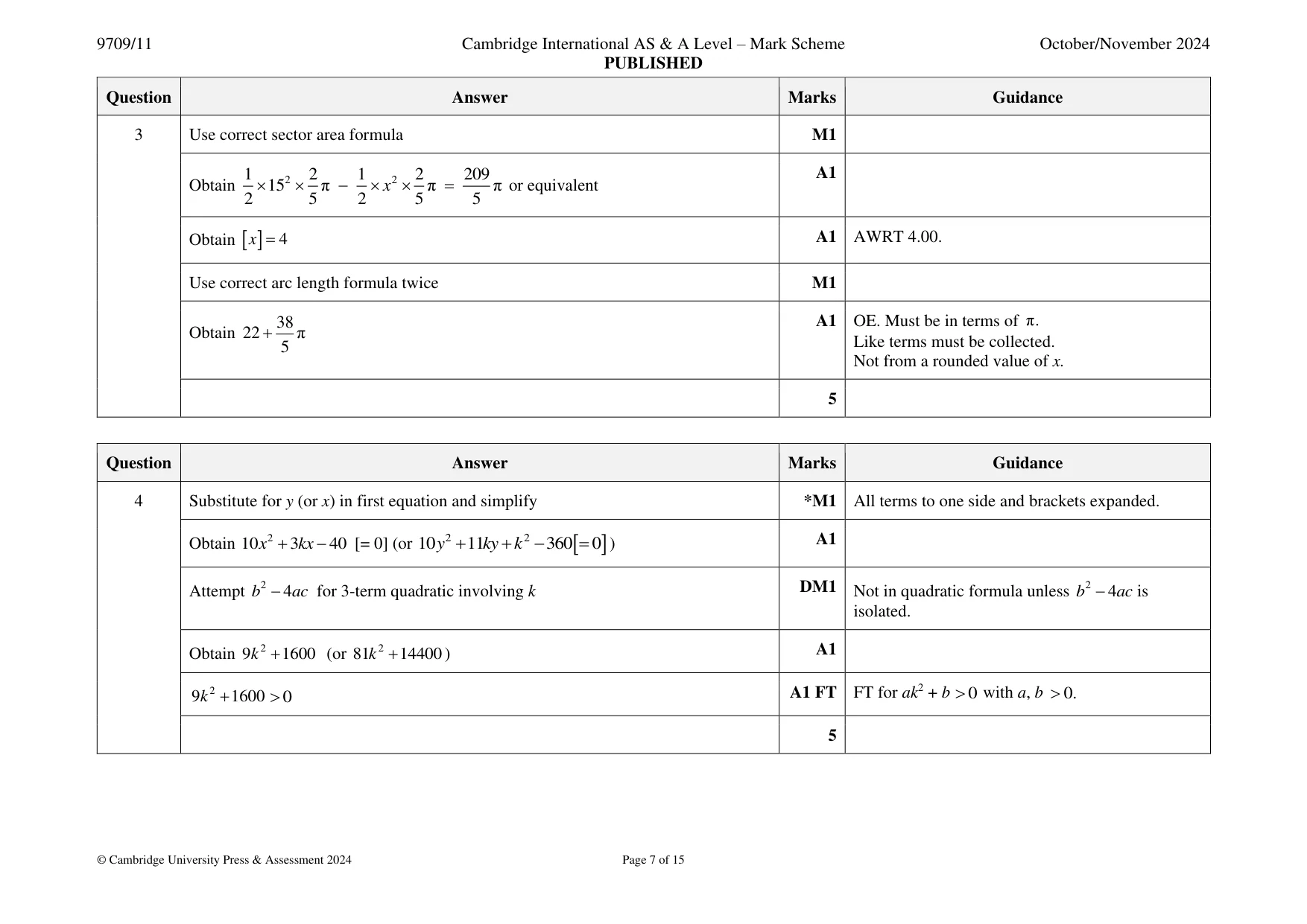 Mark scheme, page 7 of 15