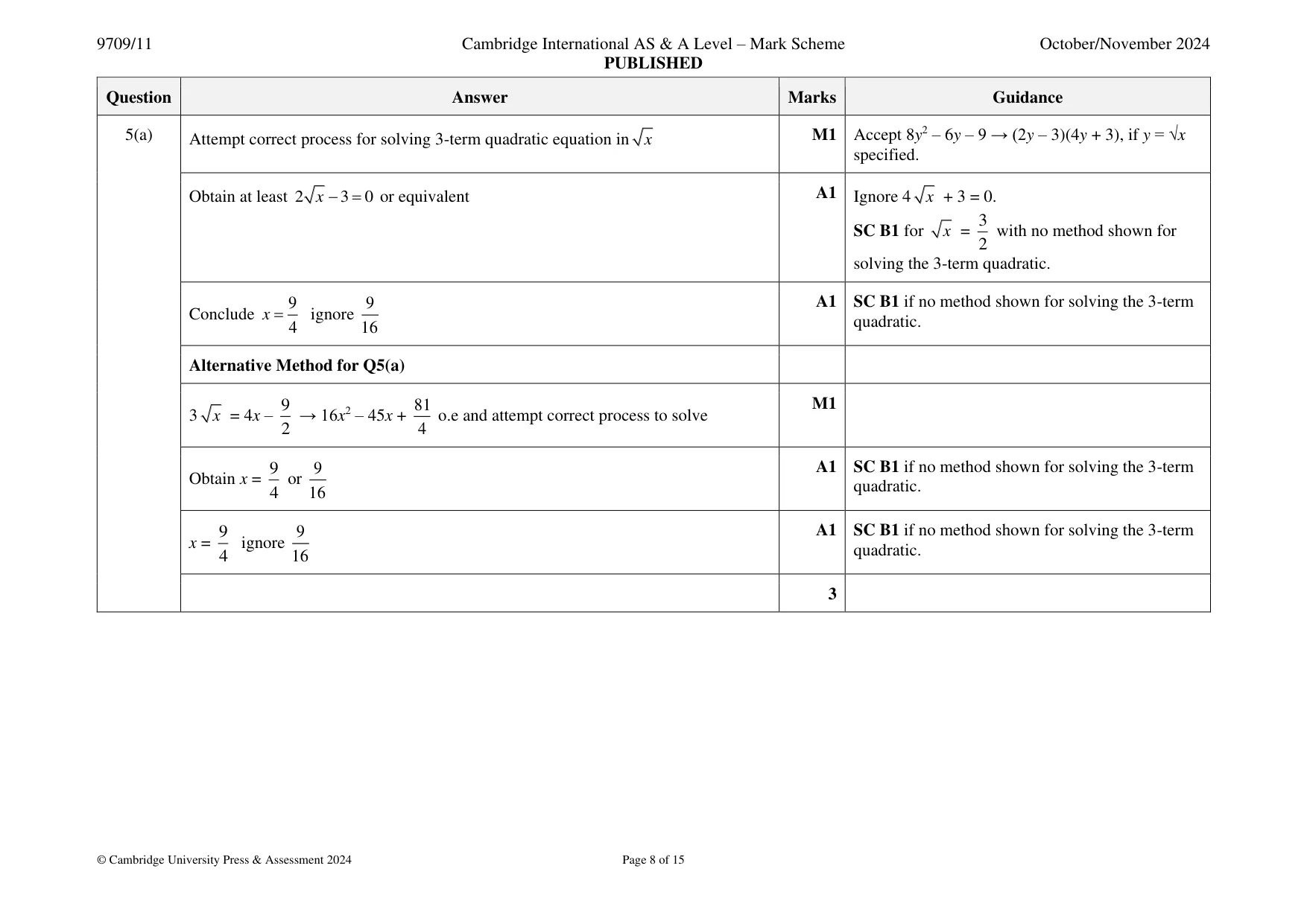 Mark scheme, page 8 of 15