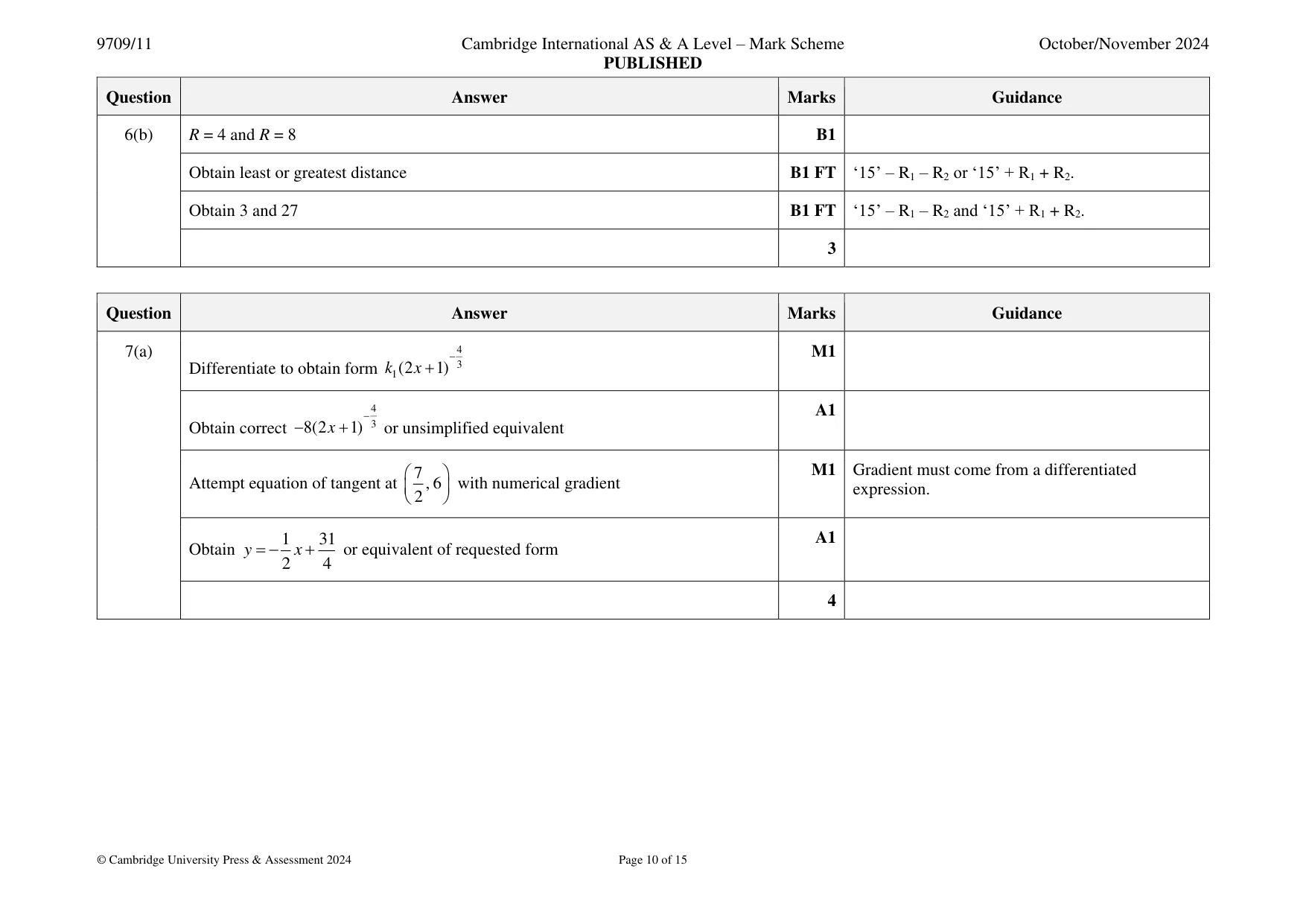 Mark scheme, page 10 of 15