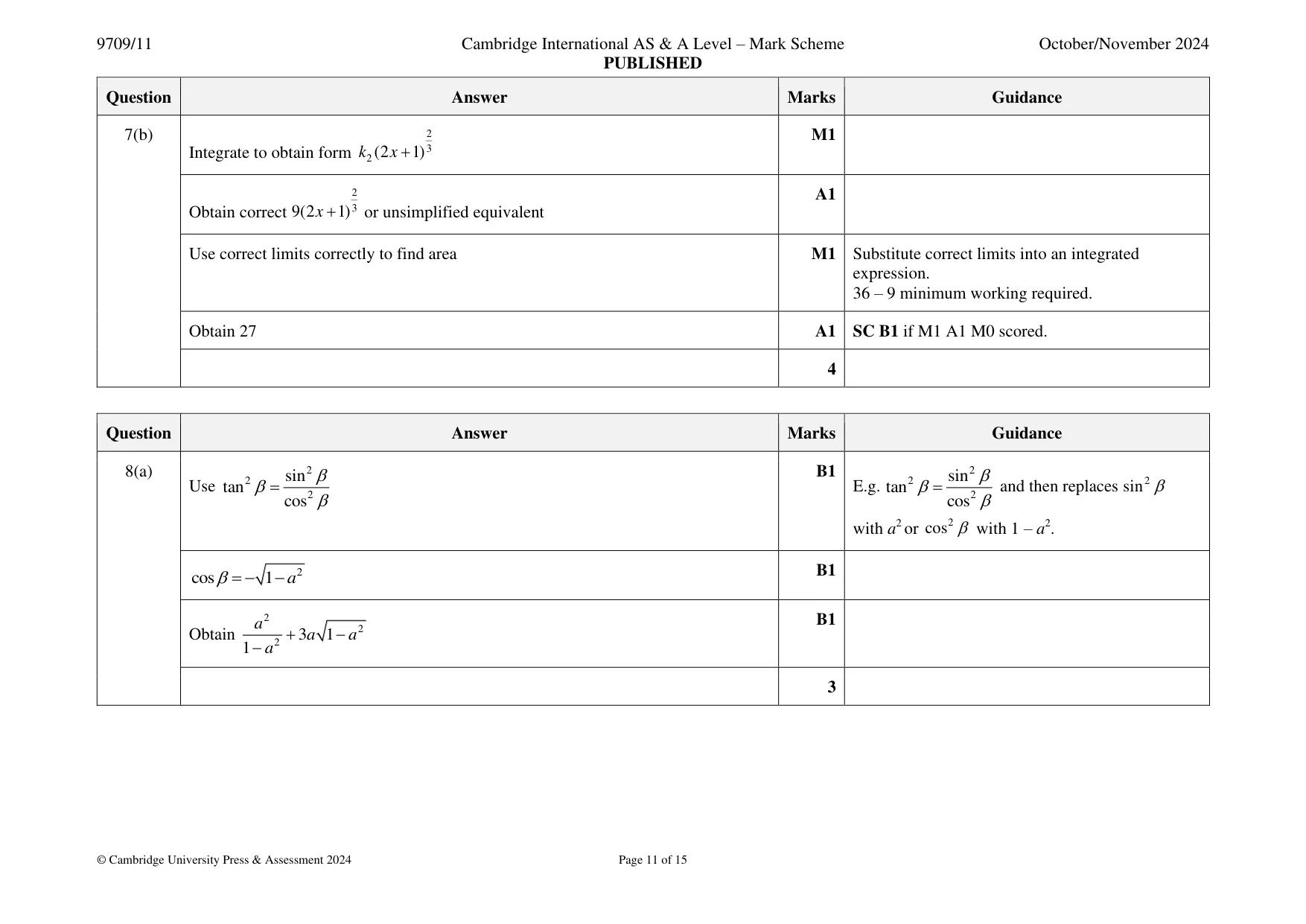 Mark scheme, page 11 of 15