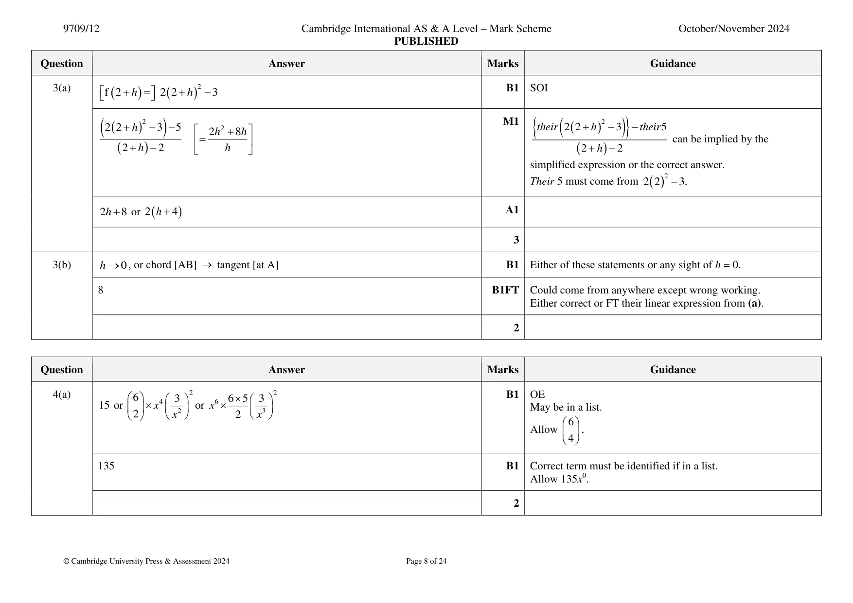 Mark scheme, page 8 of 24