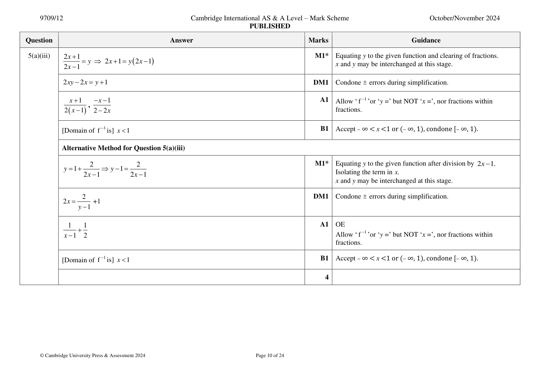Mark scheme, page 10 of 24