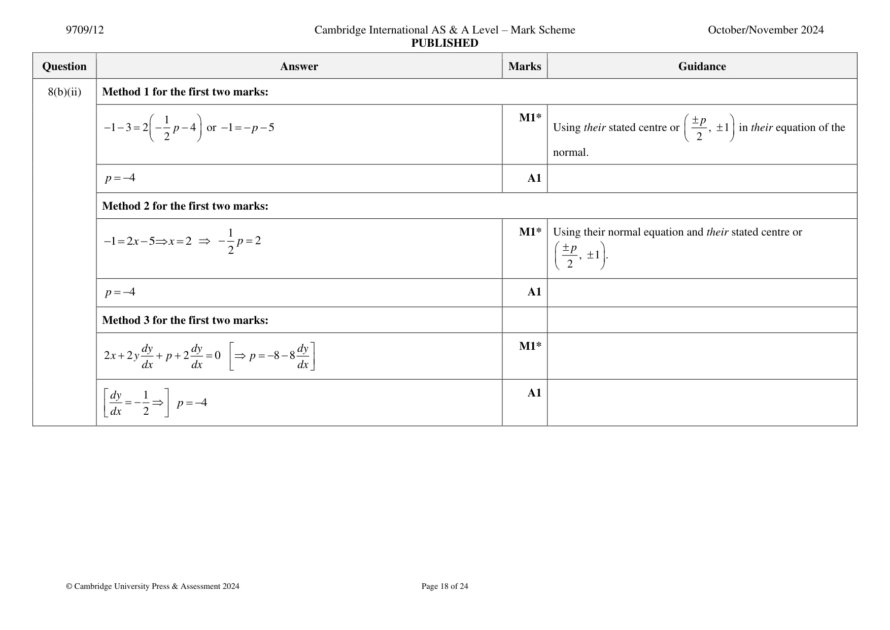 Mark scheme, page 18 of 24