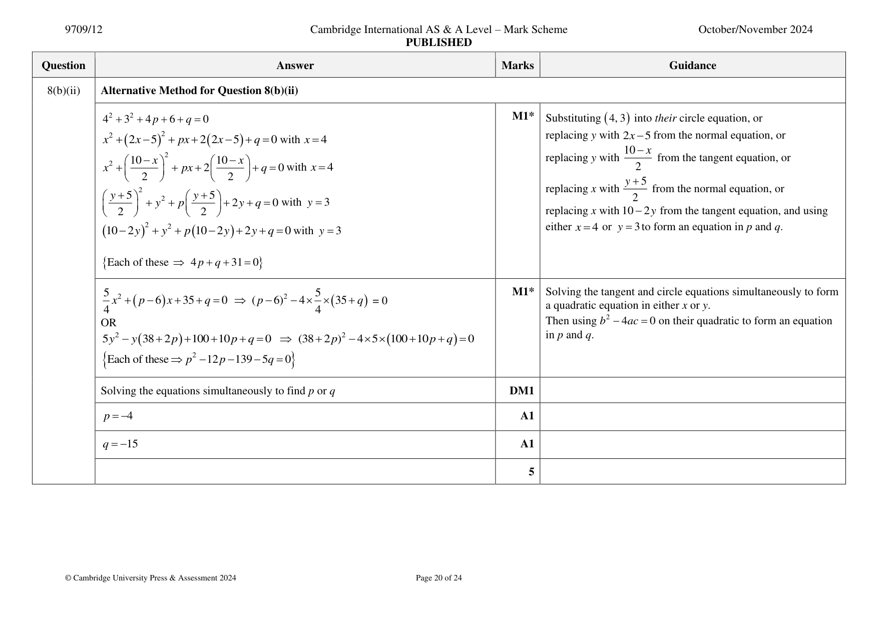Mark scheme, page 20 of 24