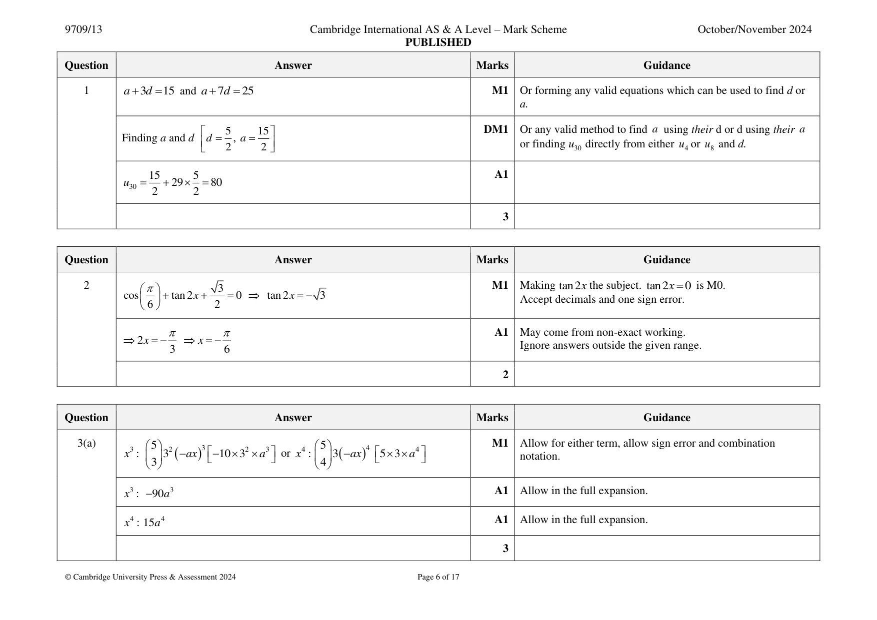 Mark scheme, page 6 of 17