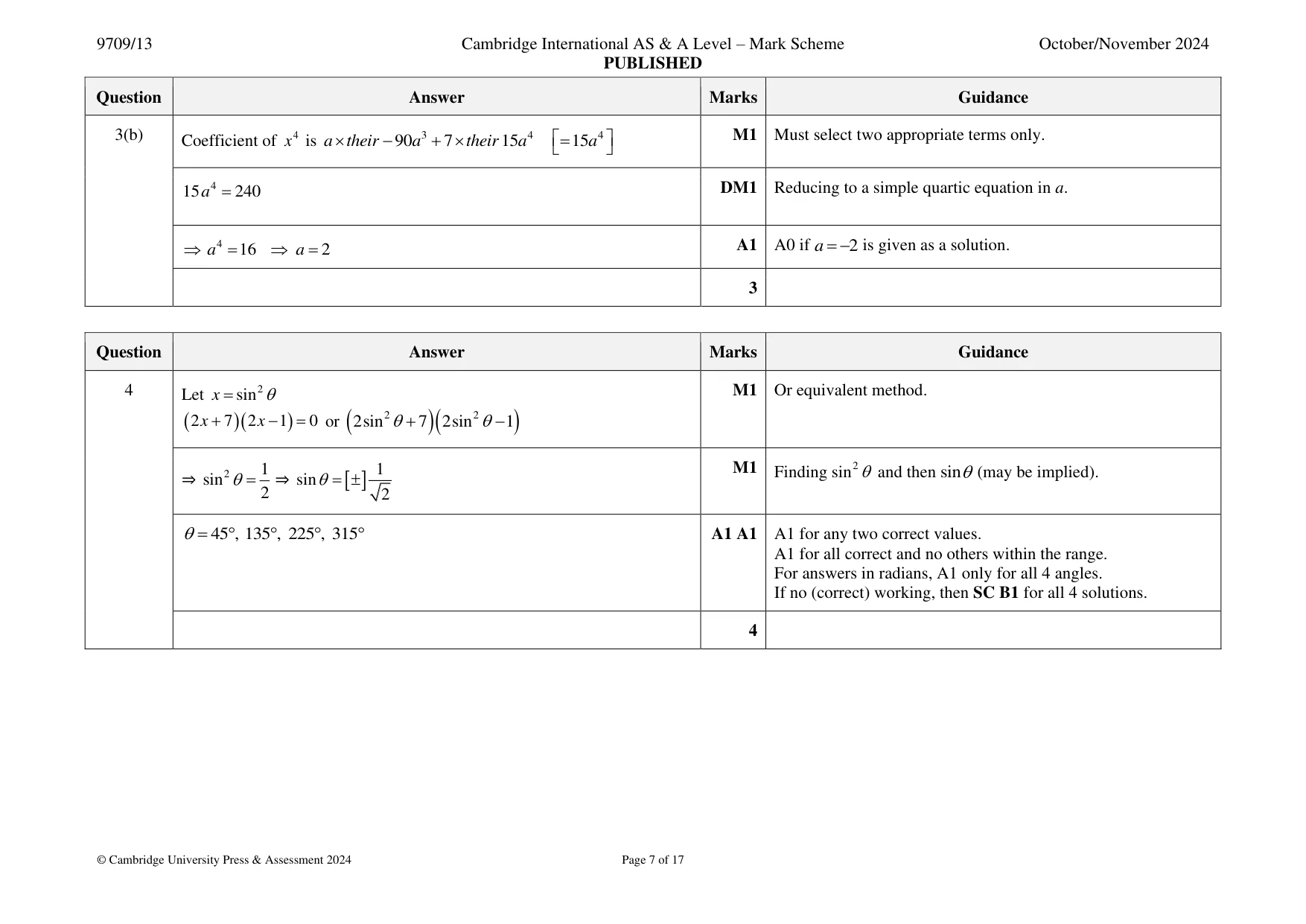 Mark scheme, page 7 of 17