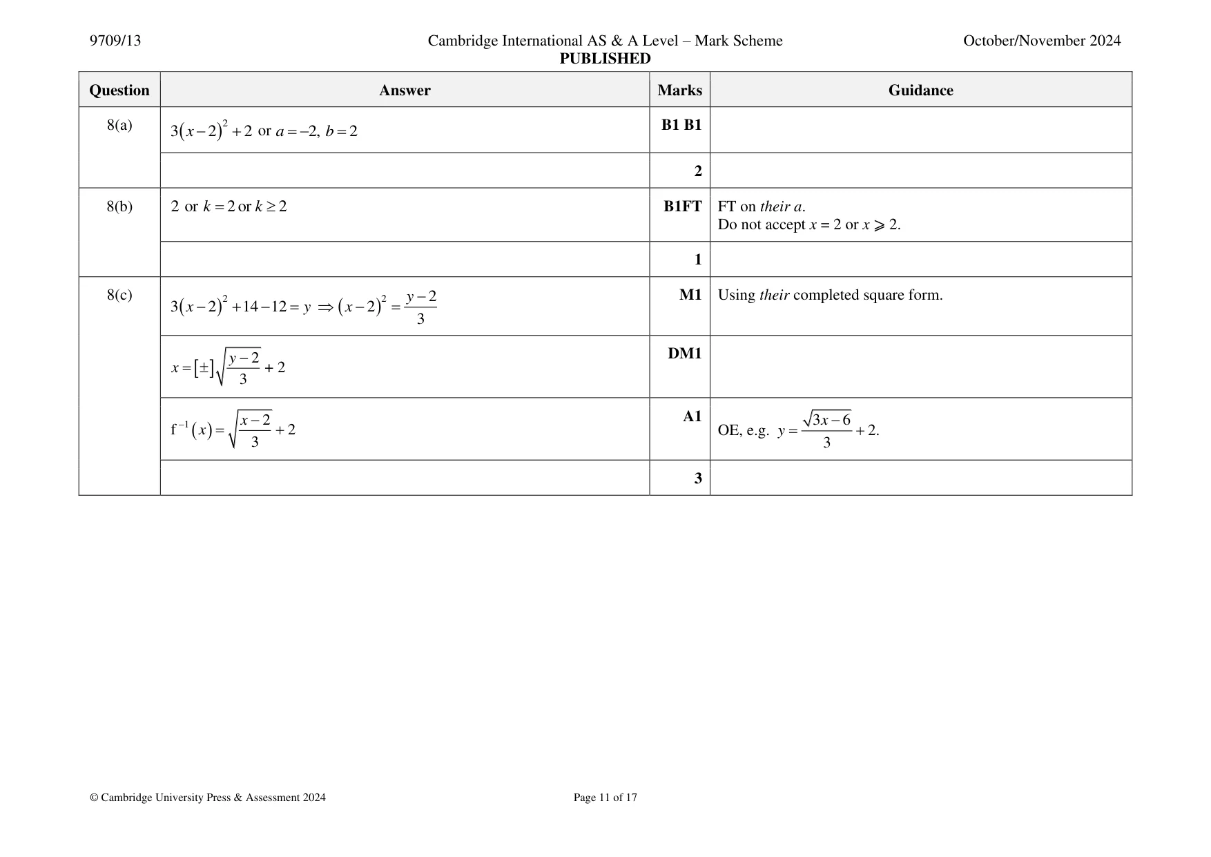Mark scheme, page 11 of 17